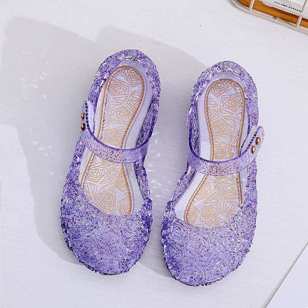 Princess Girls Sandals | Dress Up Dance Party Shoes | Kids Toddler Mary Janes Jelly Sandals for Cosplay & Playtime