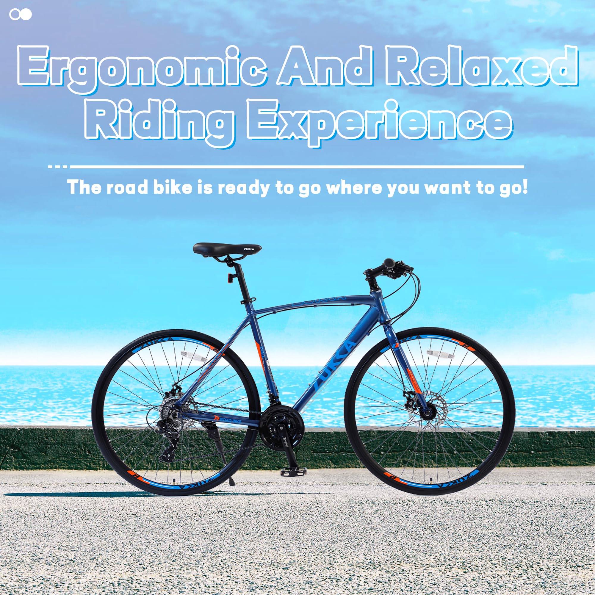 **Hybrid Women's Bike 700C - 24 Speed Lightweight Aluminum Frame Road Bicycle for Adults - Commuting, Fitness & Leisure Riding - Supports 330LBS - 4 Color Options**
