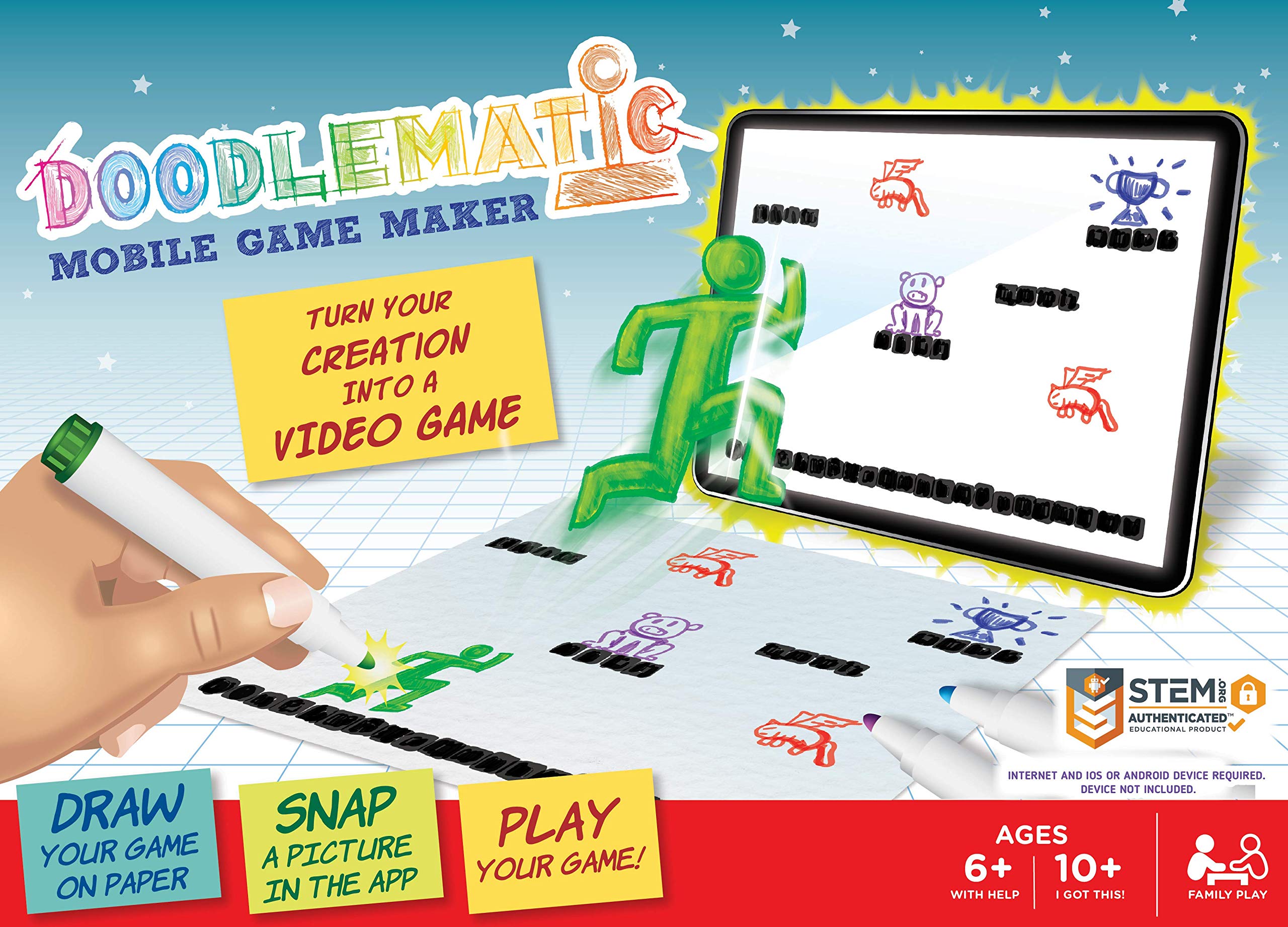 Doodlematic: Award-Winning STEM Toy for Kids Ages 6-12 | Turn Drawings into Playable Mobile Games | Creative DIY Video Game Builder | Perfect Gift for 10-Year-Old Boys & Girls | Fun Educational Activity for Home, School & Playdates