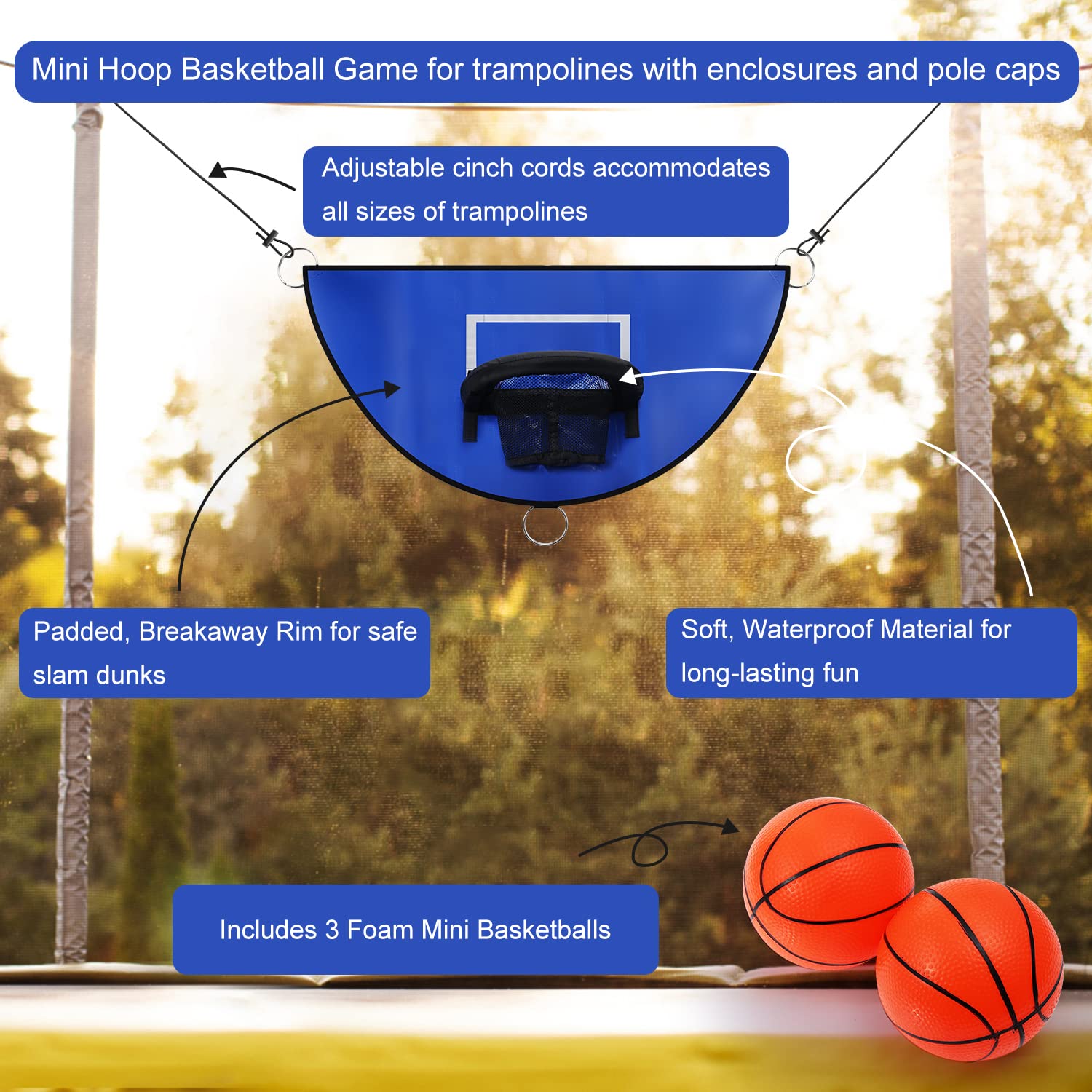 Trampoline Basketball Hoop with Mini Balls for Indoor/Outdoor Fun