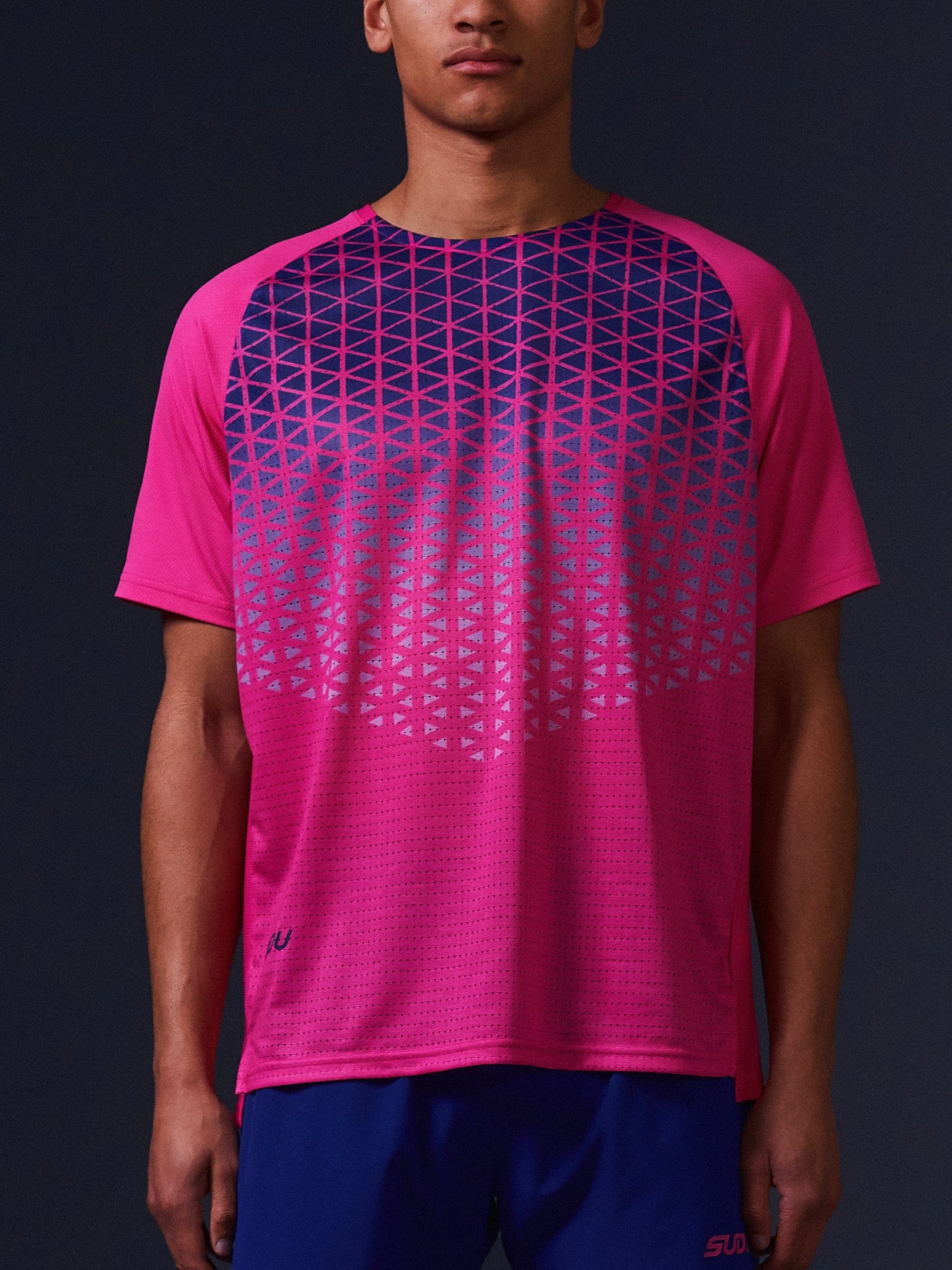 SRT SS 01 Short Sleeve T-Shirt for Men - Soft Cotton Casual Tee in Pink & Dark Blue - Perfect for Summer Outfits, Gym Wear and Everyday Comfort