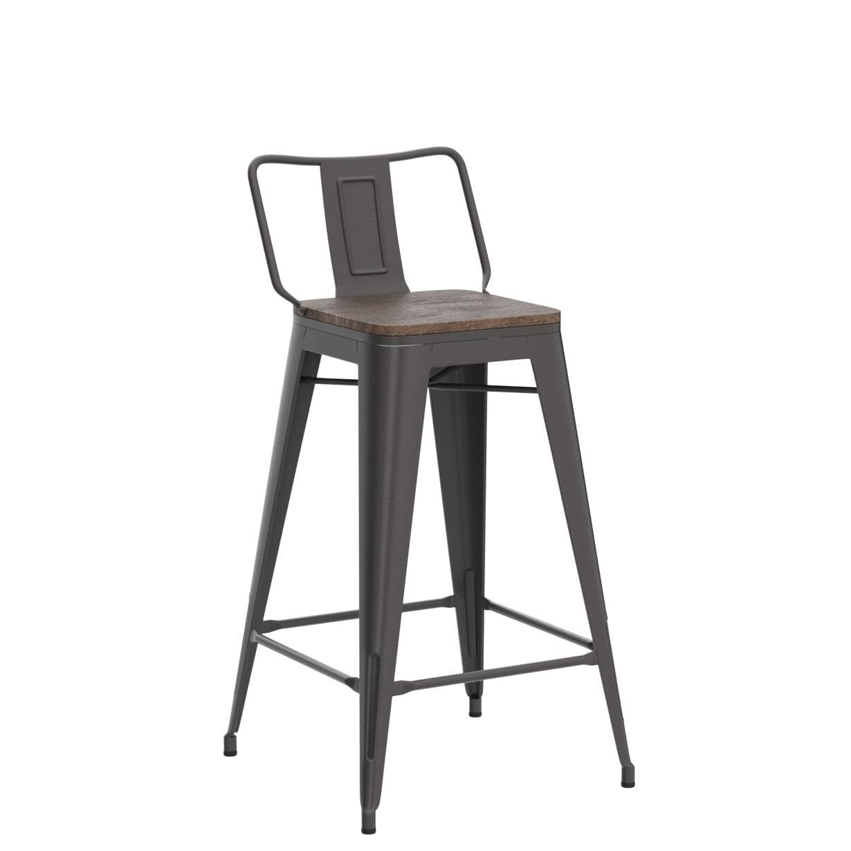 Aklaus 24 Inch Swivel Bar Stools Set of 4 - Metal Counter Height Stools with Backs, Farmhouse Style, Matte Black - Perfect for Kitchen Islands, Breakfast Bars & Home Decor