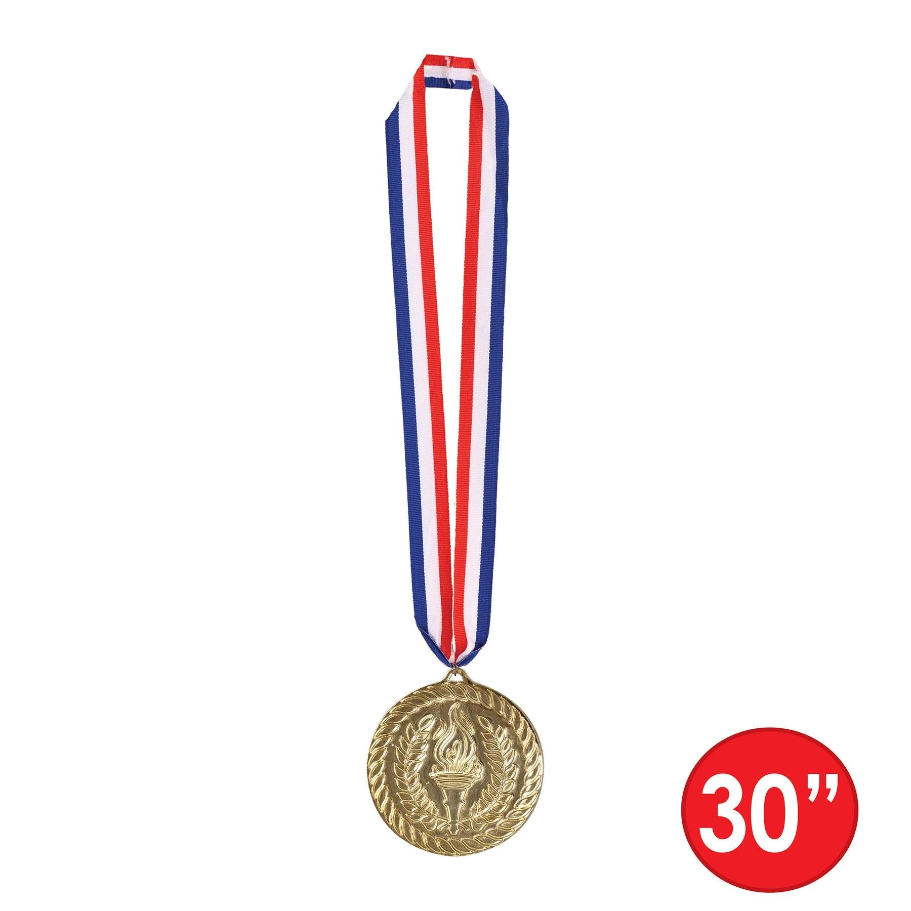 12 Pack Beistle Gold Medal with Ribbon (4 Inch) - Bulk Awards for Sports, Competitions, and School Events - Perfect for Trophies, Prizes, and Recognition Ceremonies