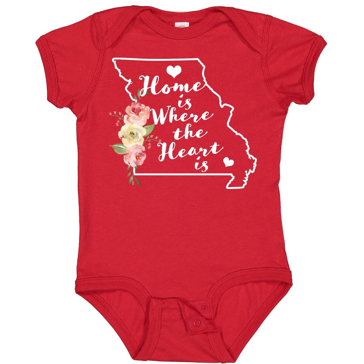 Inktastic Missouri Home is Where The Heart is Watercolor Baby Bodysuit - Soft Cotton Onesie for Newborns, Infants & Toddlers - Perfect for Family Photos, Holidays & Everyday Wear