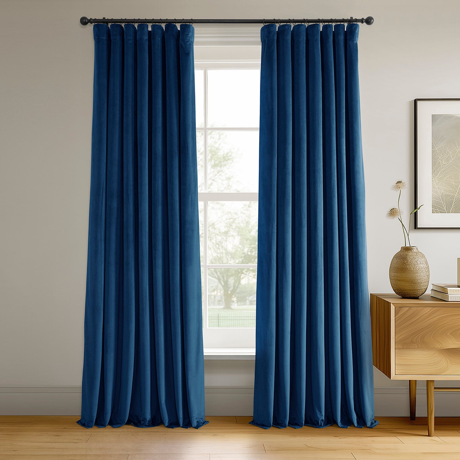 Union Blue Signature Velvet Blackout Curtains - Thermal Insulated Room Darkening Drapes for Bedroom & Living Room - Noise Reducing Window Treatments for Better Sleep & Privacy