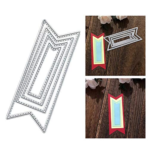 SELDIE Carbon Steel Dotted Line Flag Cutting Die - DIY Embossing Stencil Template for Paper Craft, Scrapbooking, Greeting Cards & Bookmarks | Perfect for Card Making, Scrapbook Decorations and Handmade Gifts