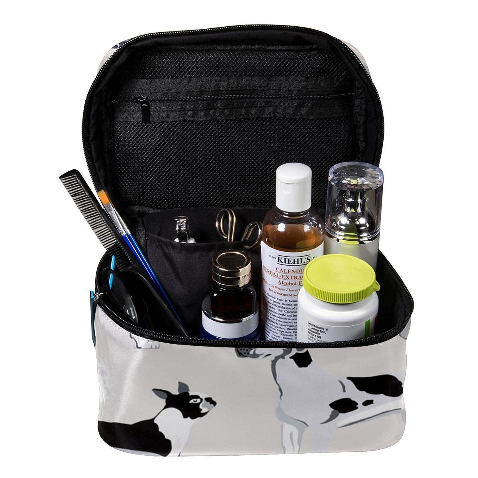 Cute Puppy Dogs Pattern Travel Makeup Bag - Large Cosmetic Organizer with Zipper for Women & Girls - Perfect for Travel, Gym, and Daily Essentials Storage