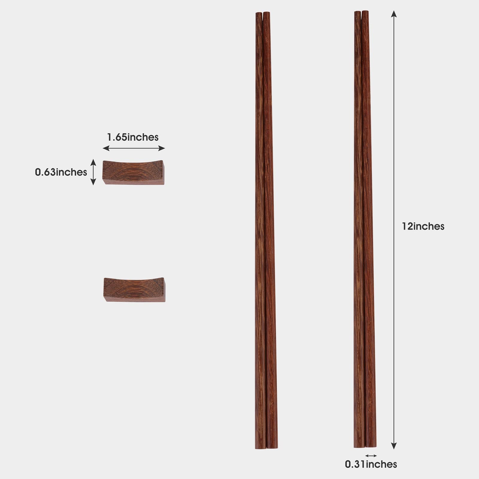 12-Inch Wooden Cooking Chopsticks - 2 Pairs with Chopstick Rest | Reusable Long Chopsticks for Asian Cooking, Noodle Stir-Fry, Deep Frying & Wok Use | Perfect for Sushi, Hot Pot & Home Kitchen Essentials