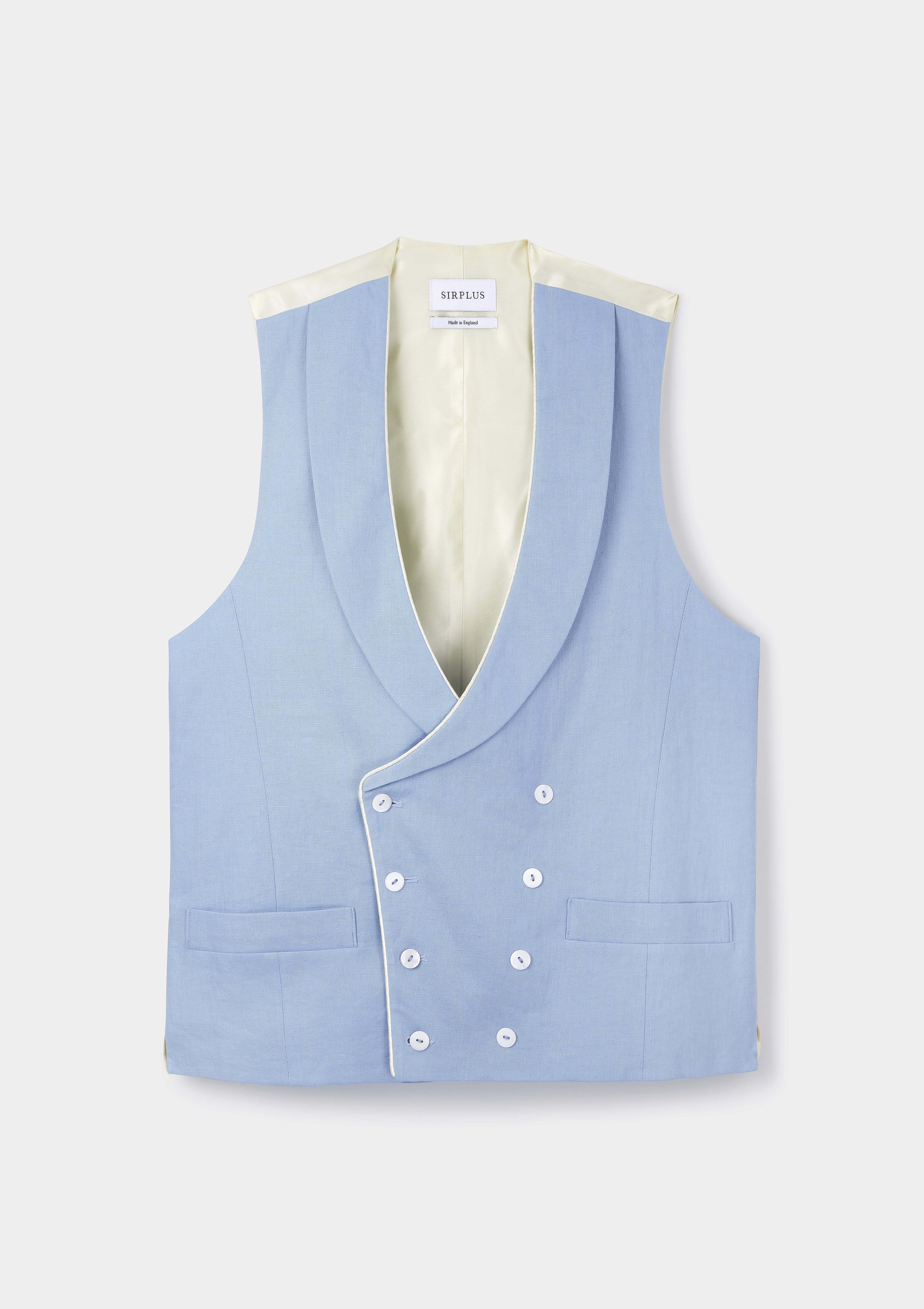 Light Blue Shawl Lapel Double Breasted Waistcoat for Men - Formal & Wedding Vest - Slim Fit Business Suit Waistcoat - Perfect for Office, Prom & Special Occasions