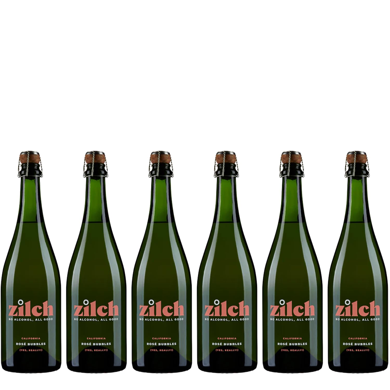 Premium Non-Alcoholic California Sparkling Rosé Wine - Zilch Alcohol-Free Rosé Bubbles | 6 Pack | Perfect for Celebrations, Weddings & Sober Social Events