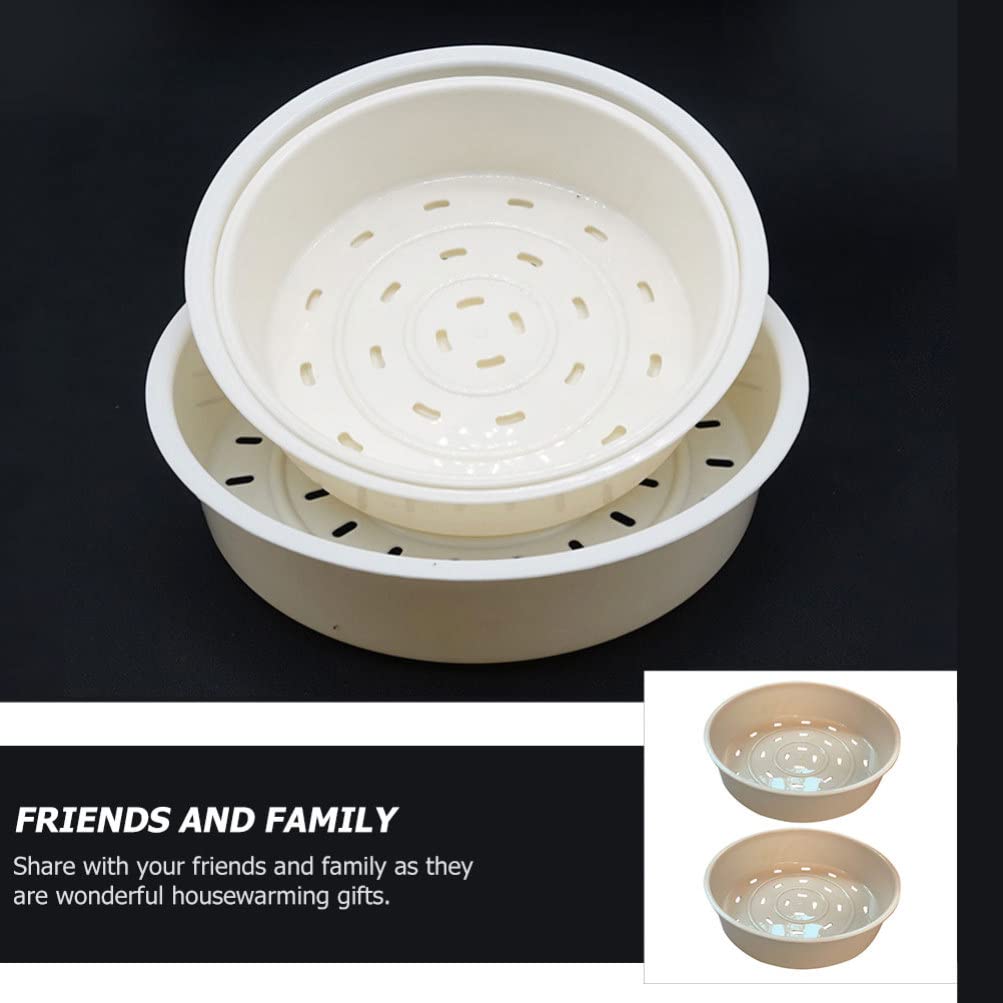 DOITOOL 2-Piece Plastic Steamer Basket Set for Rice Cookers - Vegetable Steamer, Steamed Bun Tray with Drain Holes - Perfect for Healthy Meals, Dumplings & Rice Cooking (2L Capacity)