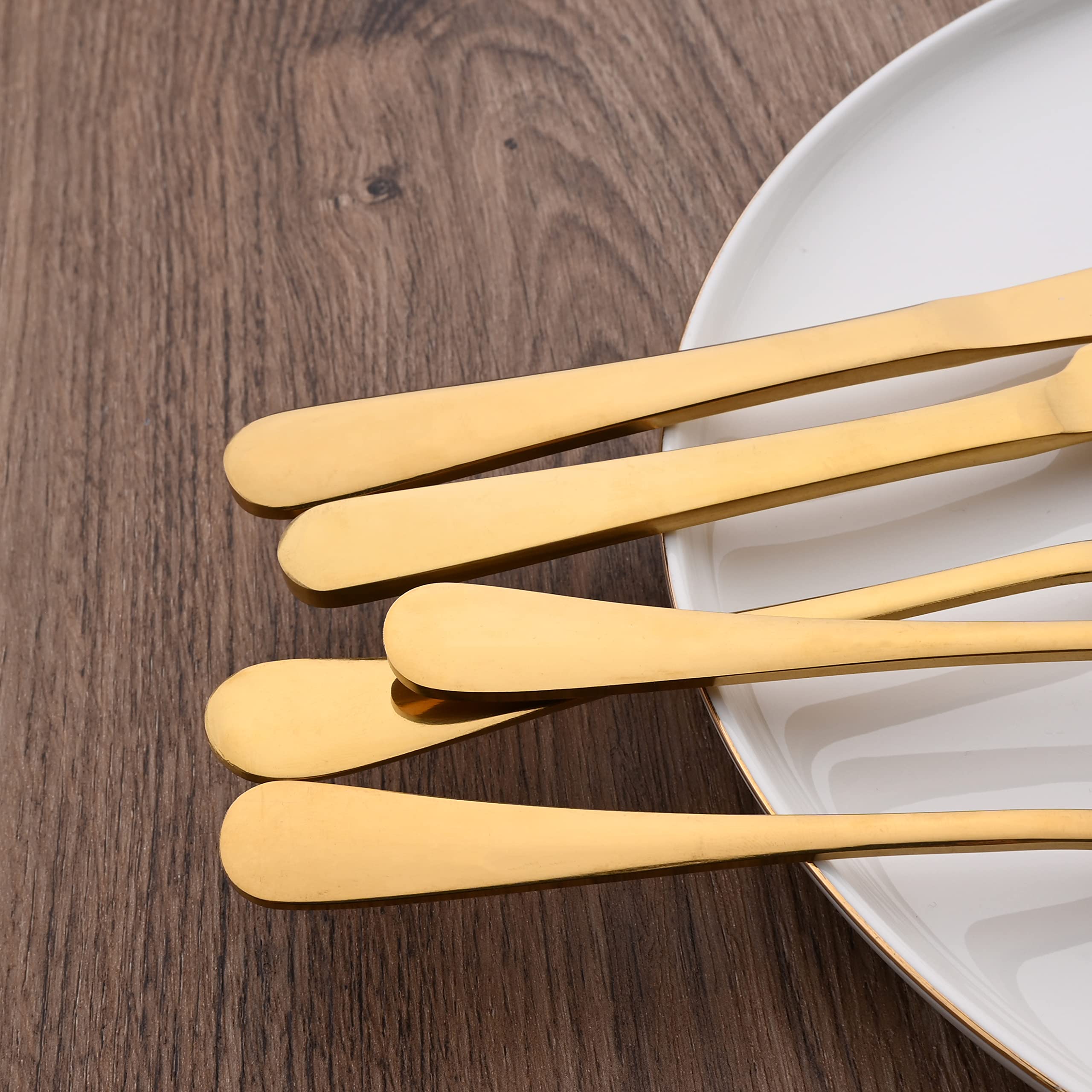 Premium 12-Piece Gold Stainless Steel Flatware Set - Mirror Polished Dinner Forks & Spoons (8
