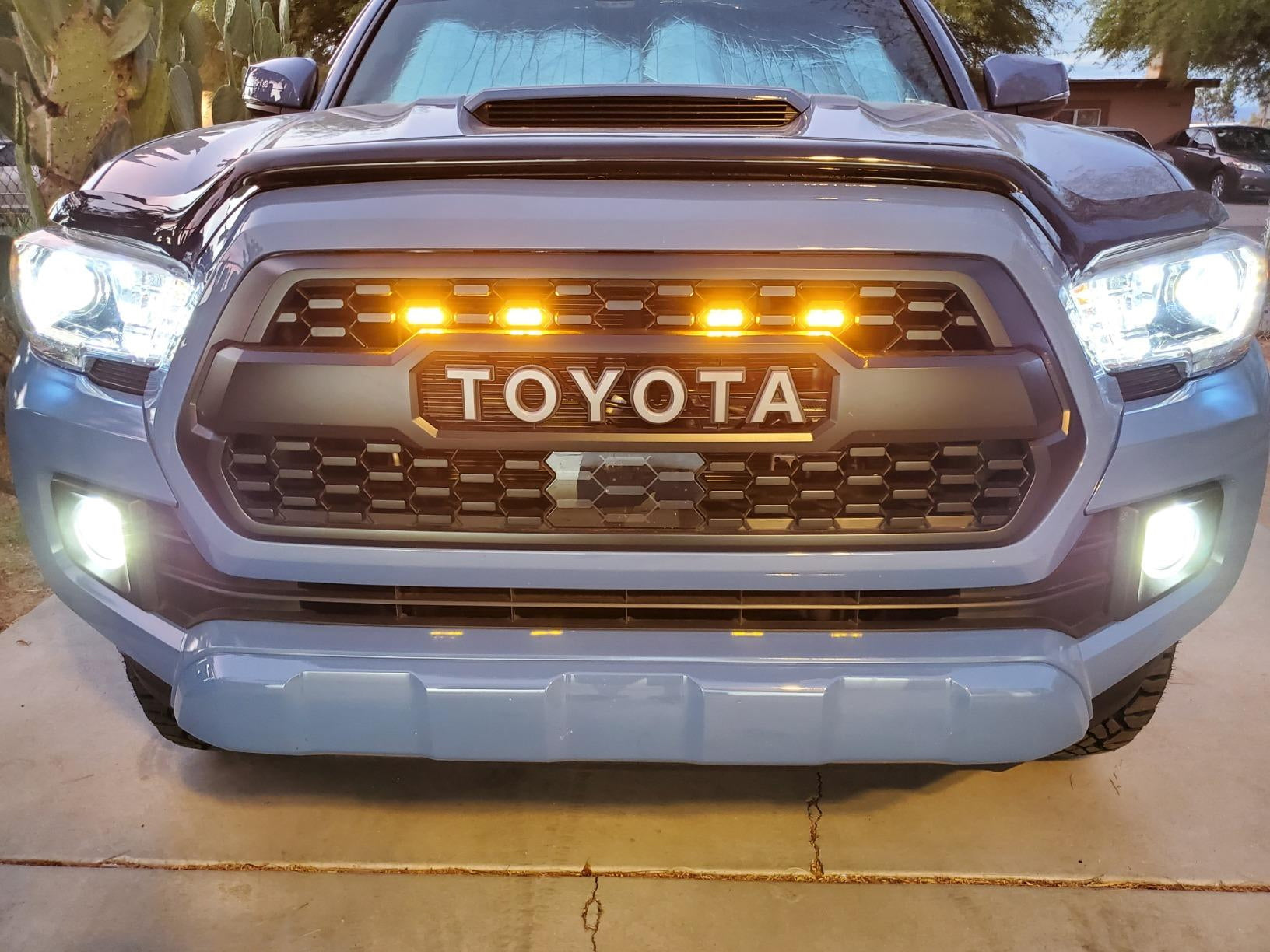4-Piece Front Grille LED Light Kit for 2016-2023 Toyota Tacoma TRD Pro - Durable Off-Road Lighting Accessories for Night Driving & Adventure