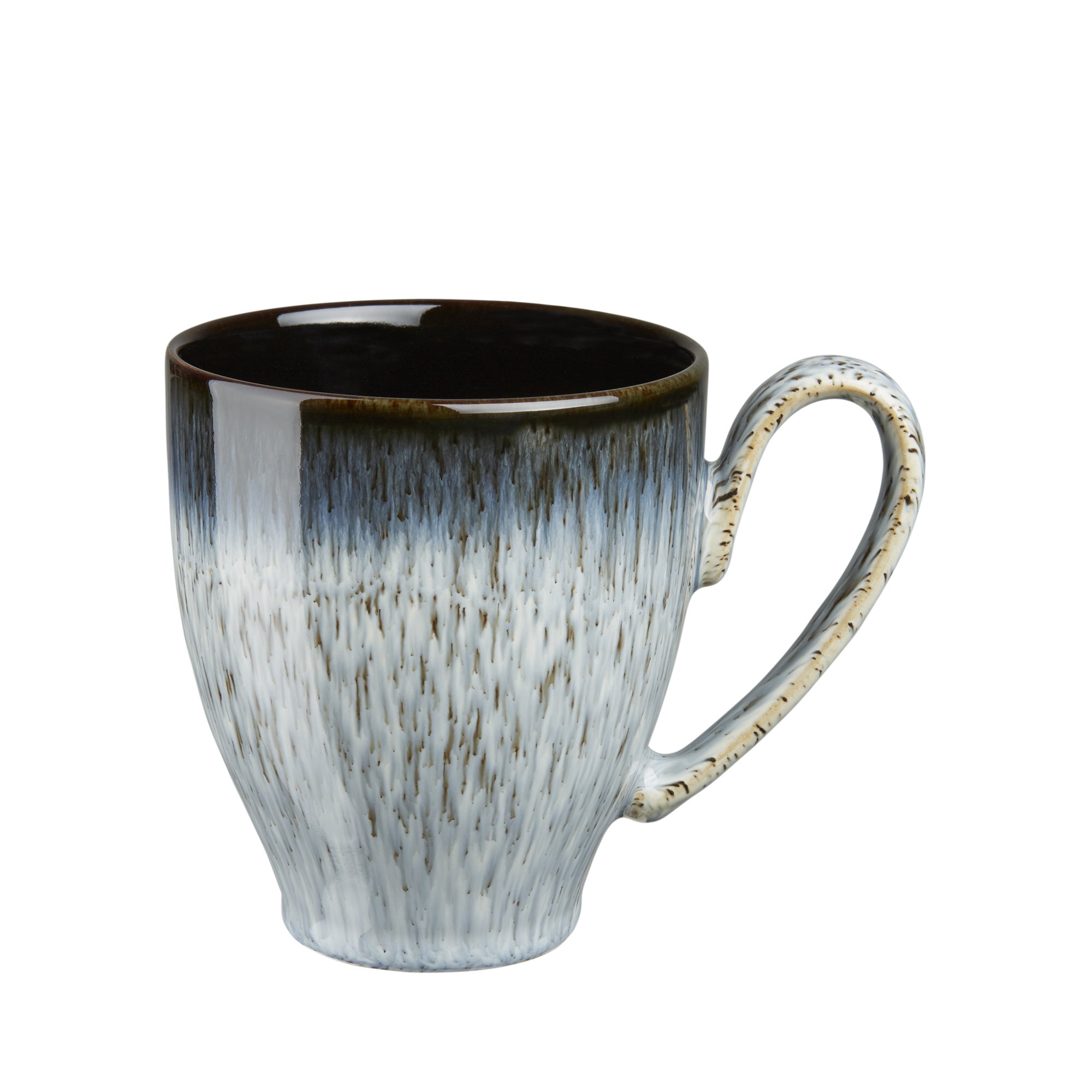 Denby Halo Set of 4 Ceramic Coffee Mugs, 12oz Blue & Black Stoneware Cups - Dishwasher & Microwave Safe - Perfect for Home, Office or Gift Giving