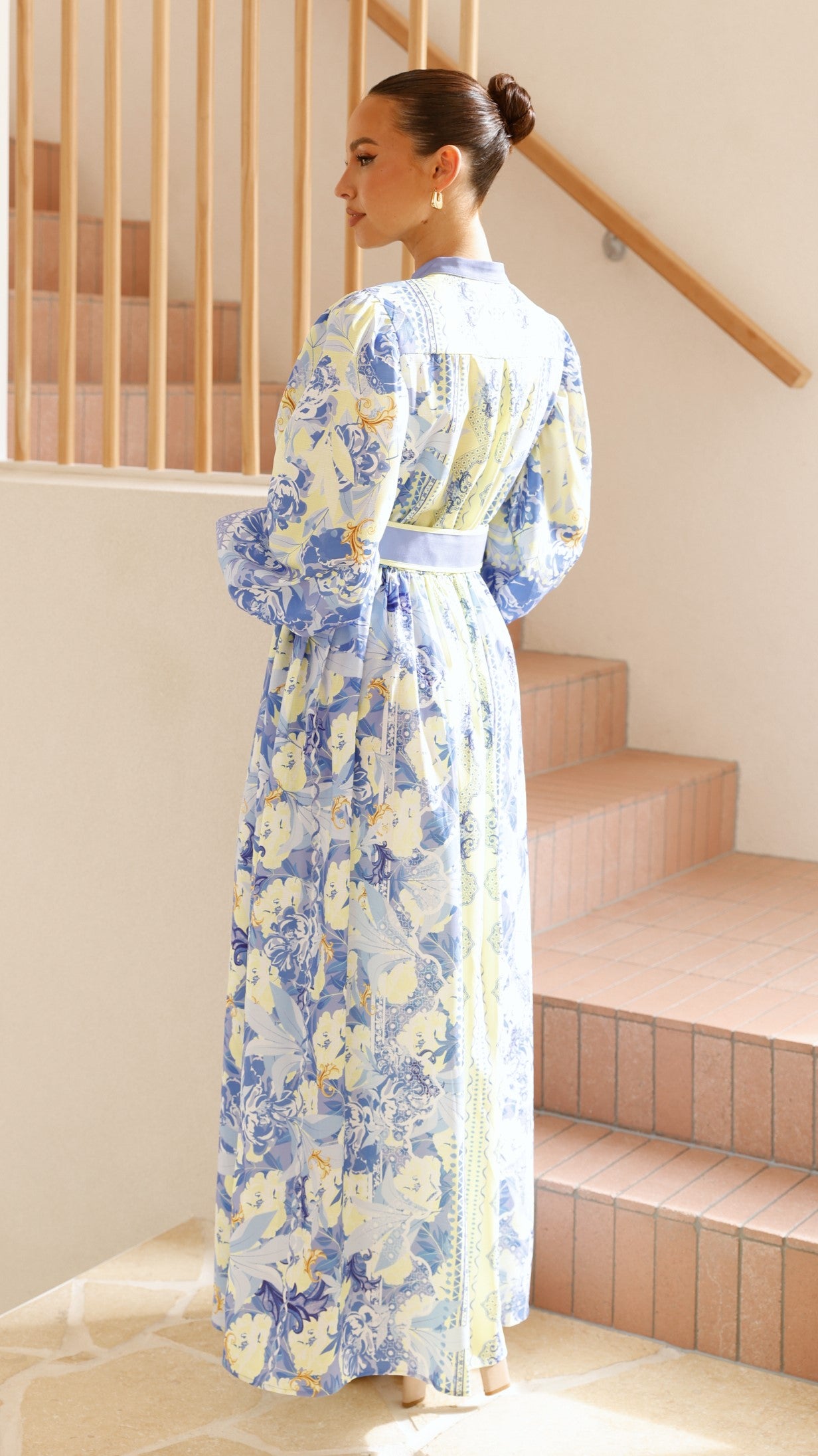 Kalliope Maxi Dress for Women - Flowy Blue & Yellow Floral Summer Dress - Perfect for Beach Vacations, Parties & Casual Outings