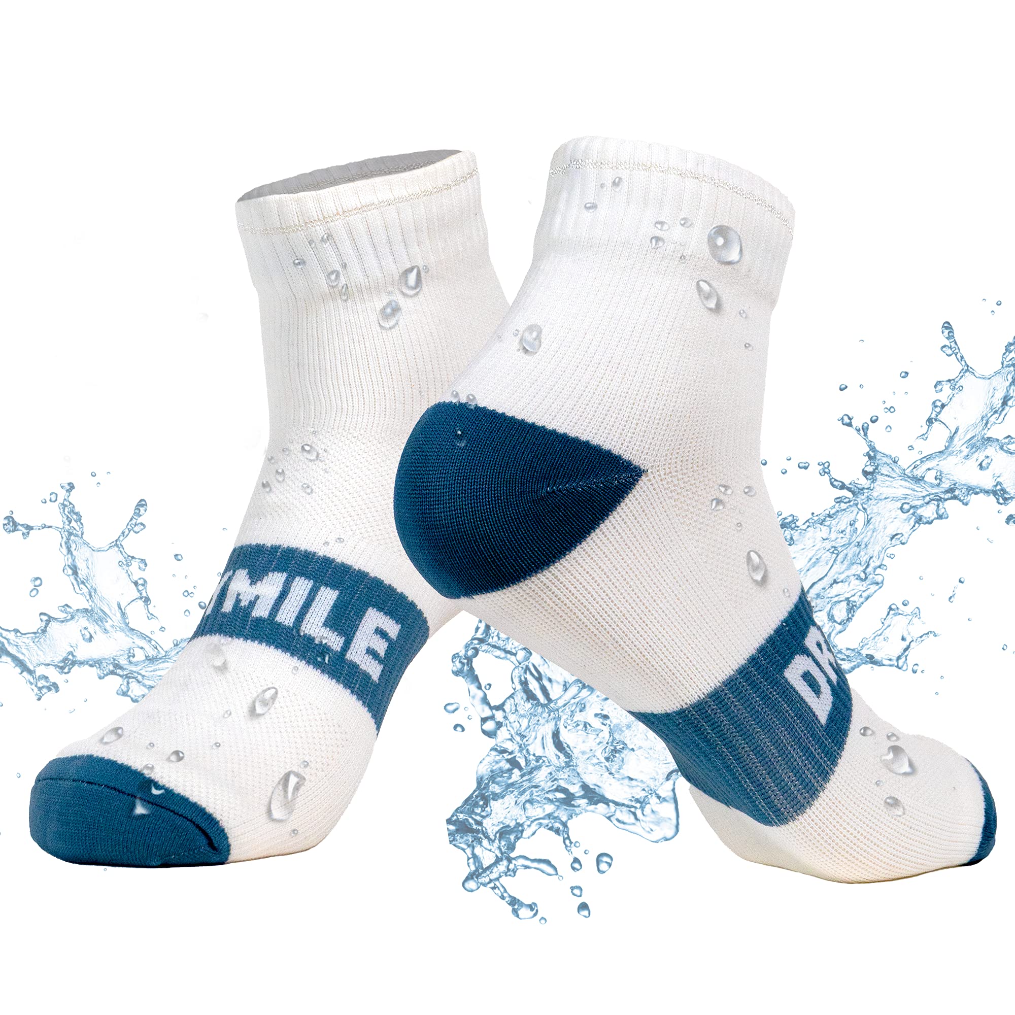 DRYMILE Waterproof Socks for Men & Women - Breathable Cushioned Running Hiking Socks - Active Winter Waterproof Ankle Socks for Outdoor Sports & Cold Weather Activities