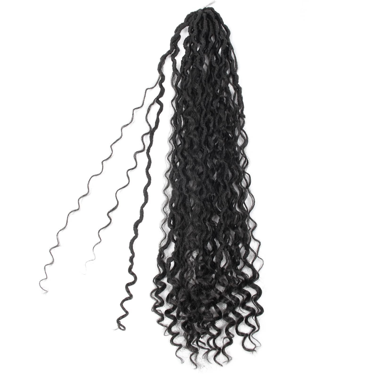 6 Packs 26 Inch Goddess Locs Crochet Hair - 1B Black Curly Faux Locs Braiding Hair for Women | Perfect for Boho, Hippie, and Protective Styles | Salon-Quality Synthetic Hair for Natural Look & Easy Styling