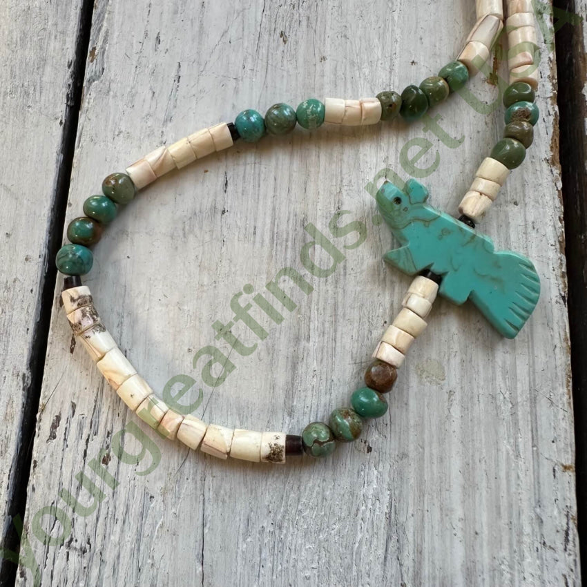 Vintage Conch Shell Heishi Bead Turquoise Necklace - Handmade Boho Jewelry for Women, Natural Stone Beaded Choker with Sterling Silver Clasp | Perfect for Beach Weddings, Music Festivals & Boho Fashion
