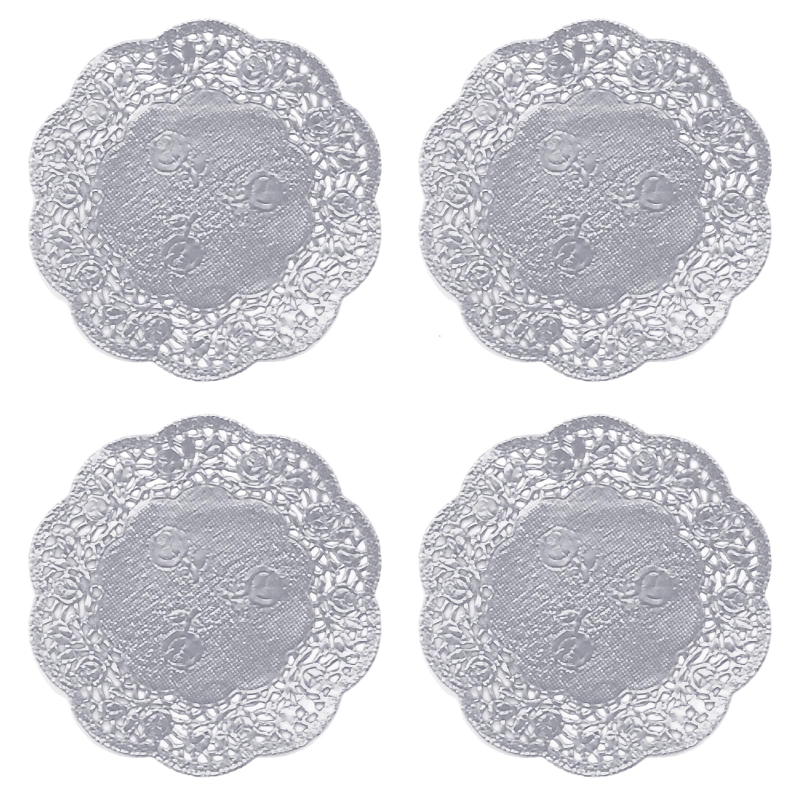50 Pack 3.5 Inch Silver Lace Paper Doilies - Elegant Disposable Round Placemats for Cake, Dessert, Wedding & Birthday Party Decorations | Perfect for Table Settings, Craft Projects and Special Occasions