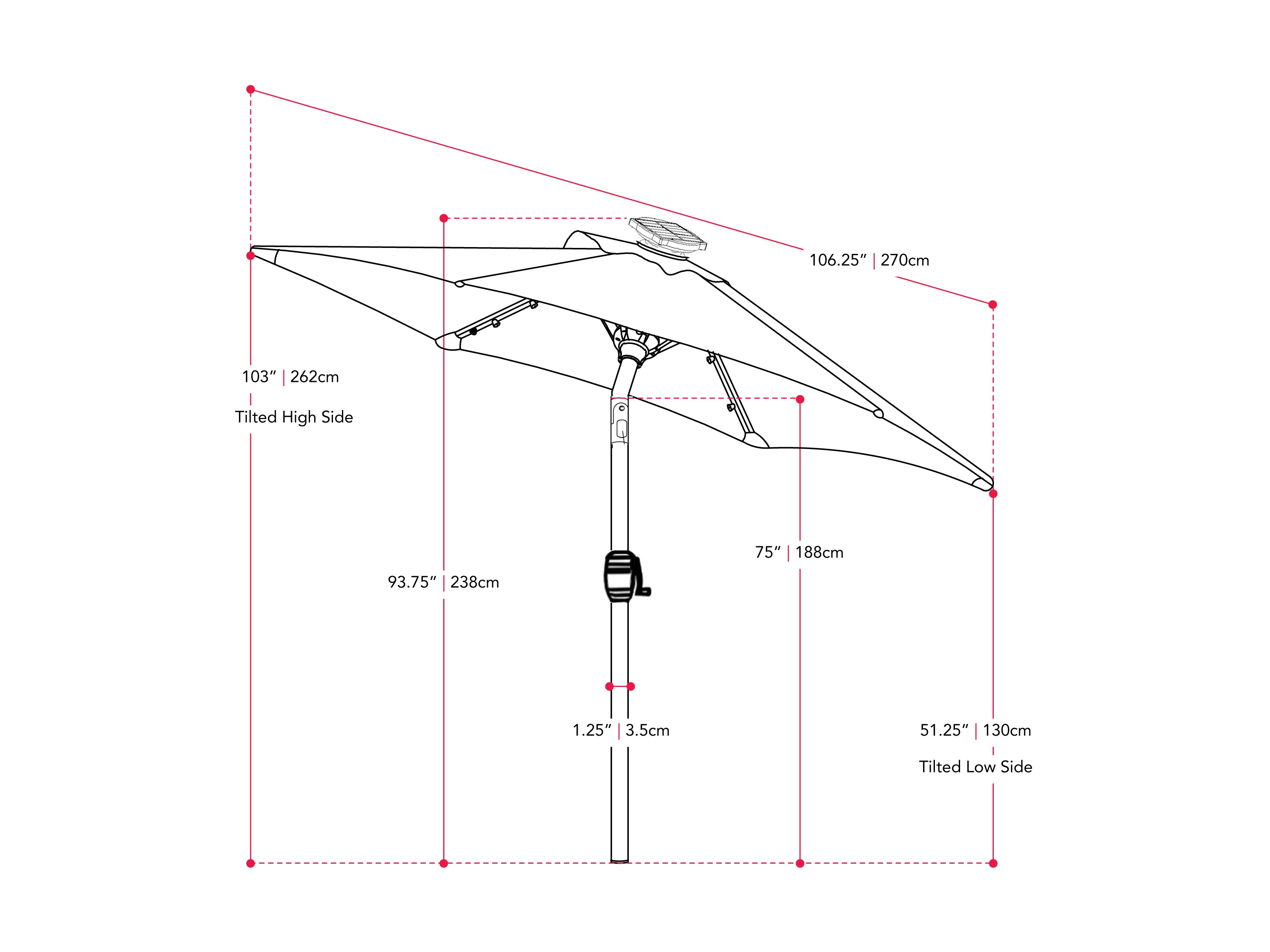 9ft Sky Blue Patio Umbrella with LED Lights - Outdoor Cantilever Umbrella for Garden, Poolside, and Backyard - Waterproof & Windproof Sun Shade for Patio Furniture