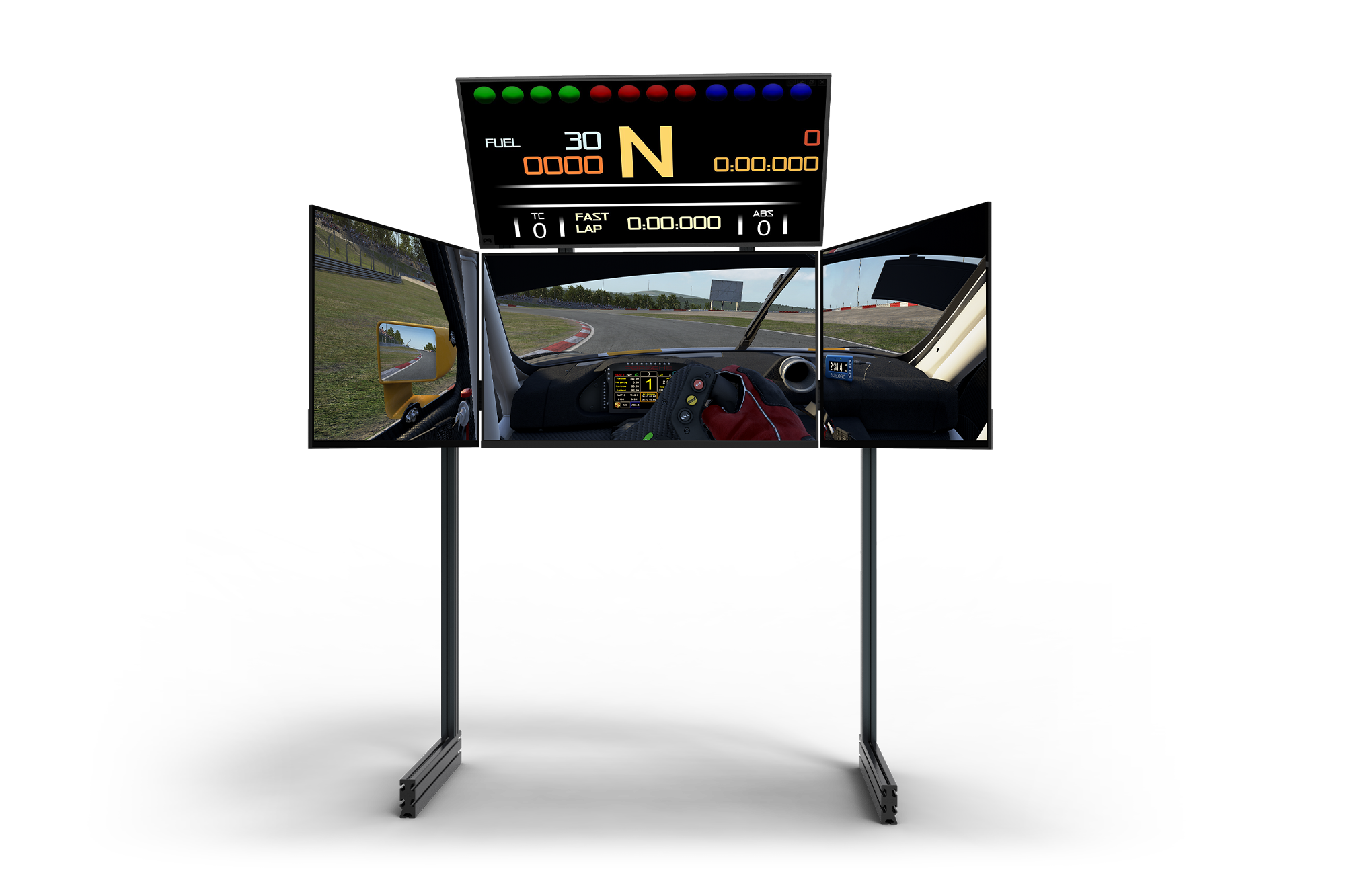 Next Level Racing Elite Freestanding Quad Monitor Stand for Sim Racing | 4-Screen Gaming Monitor Mount with Adjustable Height | Perfect for Flight Simulators, Racing Games & Home Office Setup