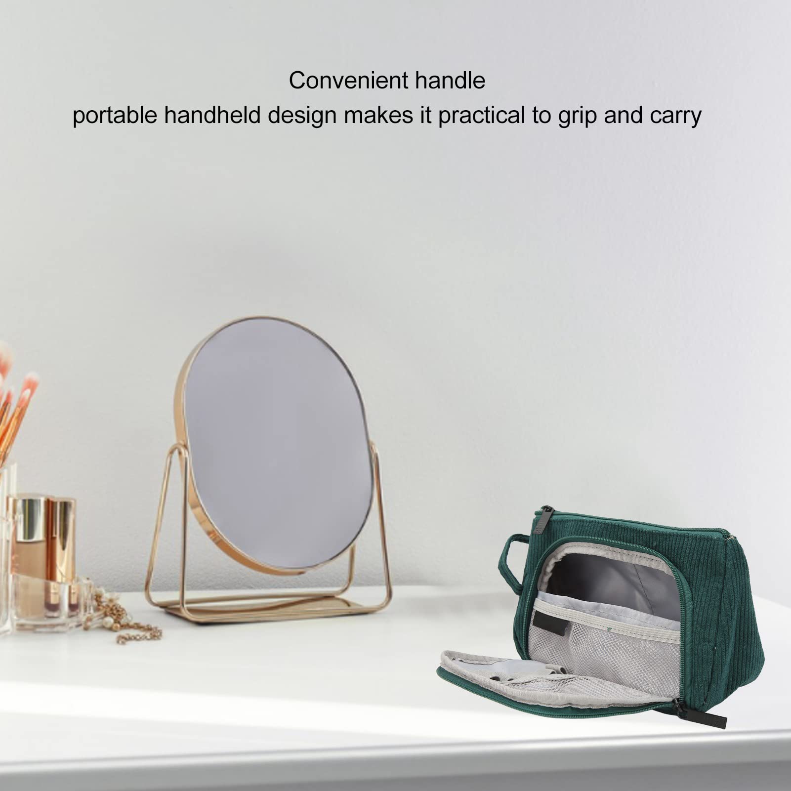 Makeup Bag for Travel - Large Capacity Cosmetic Organizer with Exquisite Lining & Bidirectional Zipper | Emerald Green | Perfect for Vacation, Gym, and Daily Use