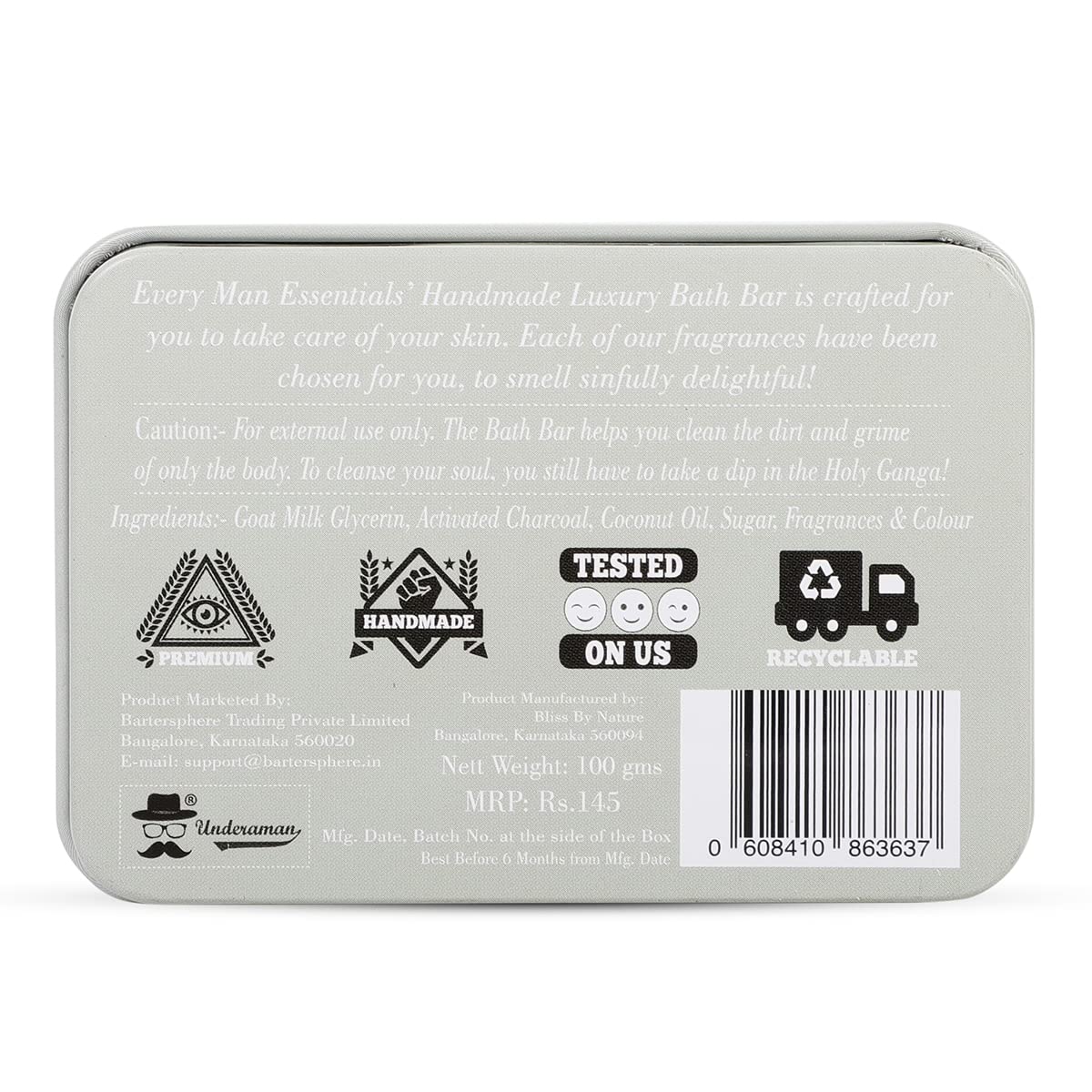 Premium Handmade Activated Charcoal & Goat's Milk Soap Bar for Men - Chemical-Free, Natural Luxury Bath Soap (2-Pack) - Deep Cleansing for Acne & Oily Skin, Perfect for Shower & Daily Skincare Routine