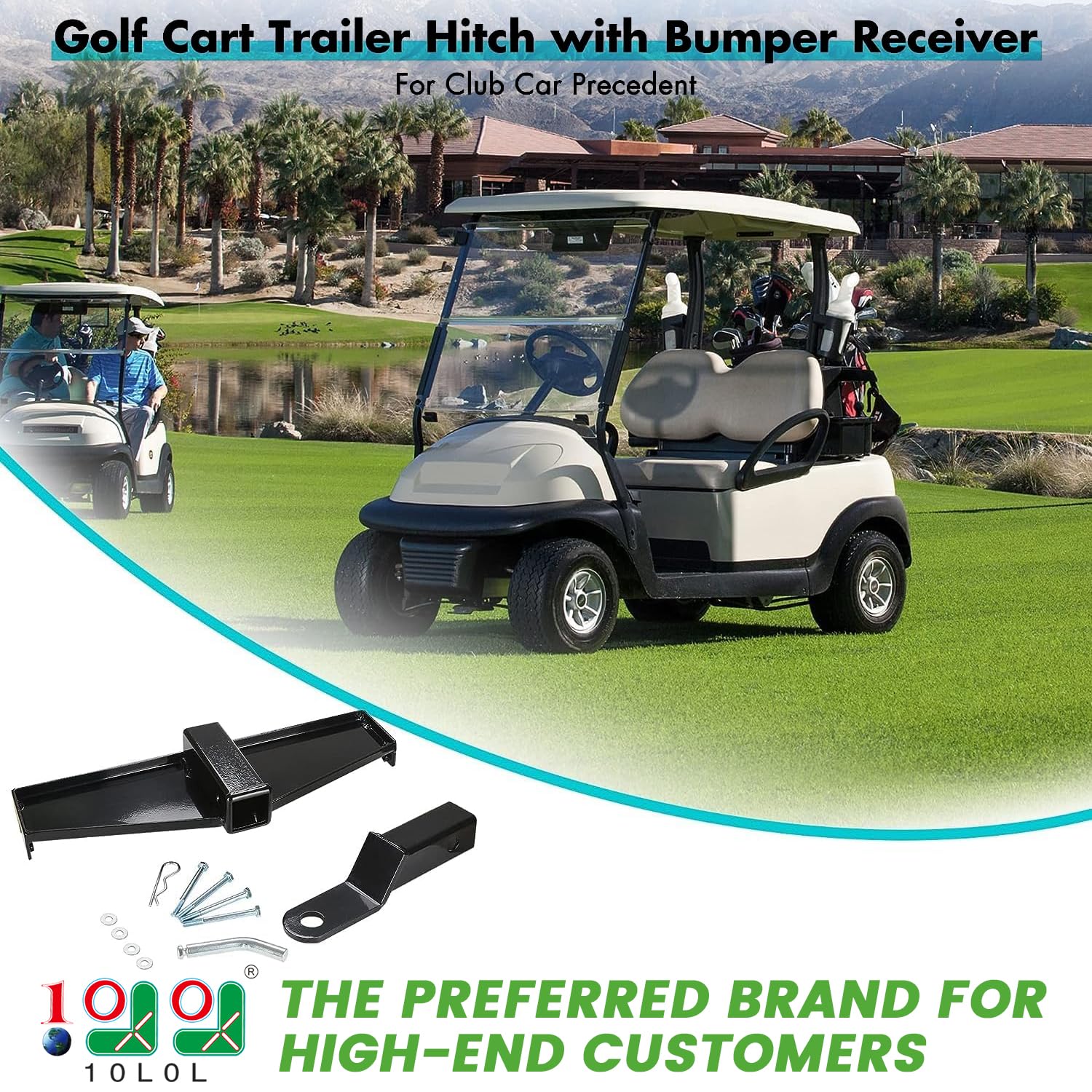 10L0L Golf Cart Trailer Hitch with Bumper Receiver - Compatible with Club Car Precedent (2004+) - Factory Style Rear Frame Only - Perfect for Towing Small Trailers, Cargo Carriers & Accessories on Golf Courses & Campgrounds