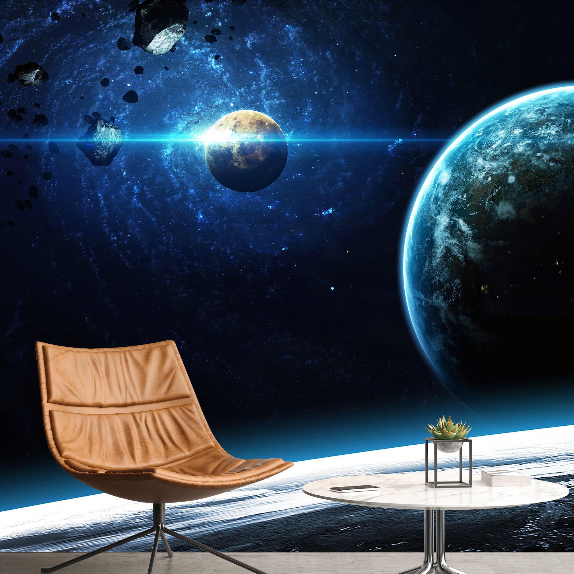 Removable Peel and Stick Wallpaper Murals - Space Universe Planets Design for Bedroom Decor (66x96 inches) | Perfect for Kids Room, Nursery, or Home Office Wall Art