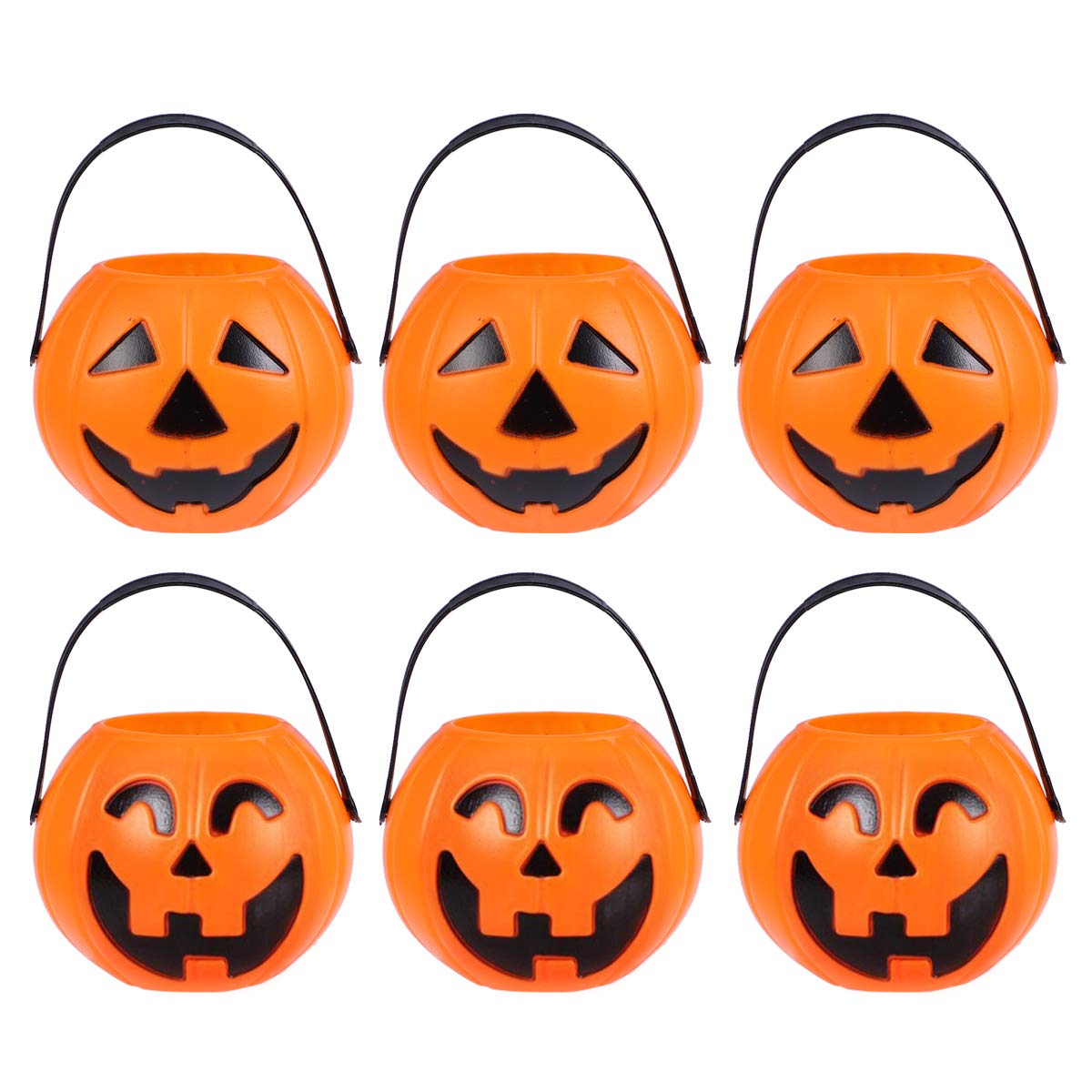 6 Pack Halloween Pumpkin Candy Pails - Small Trick or Treat Buckets for Kids, Cute Candy Holders for Halloween Parties & Trick-or-Treating Fun