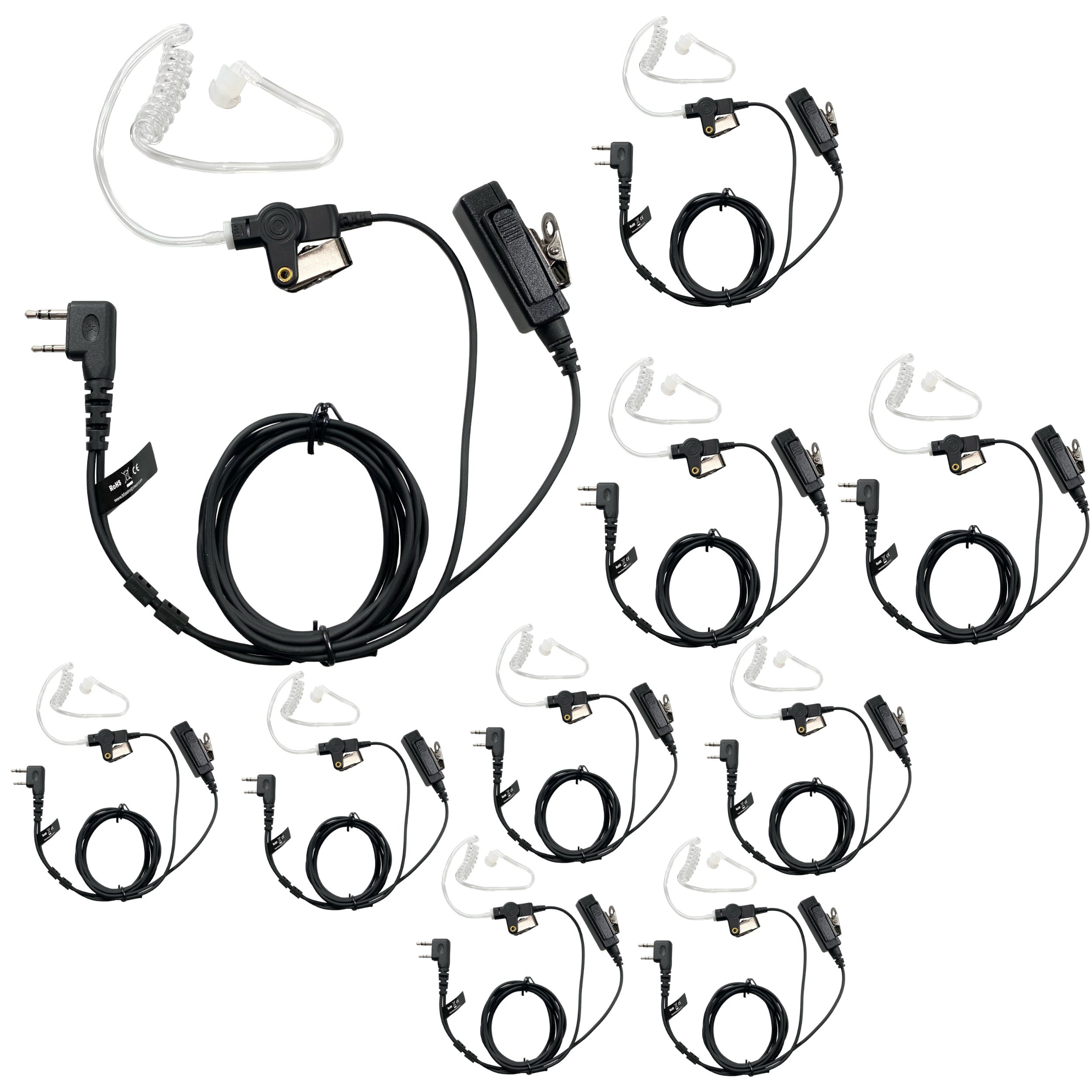 KENWOOD 2-Way Radio Covert Earbud Mic with KEVLAR Reinforced Coil Cord - 1 Wire 2 Pins Plug for Clear Communication | Perfect for Security, Construction & Outdoor Adventures