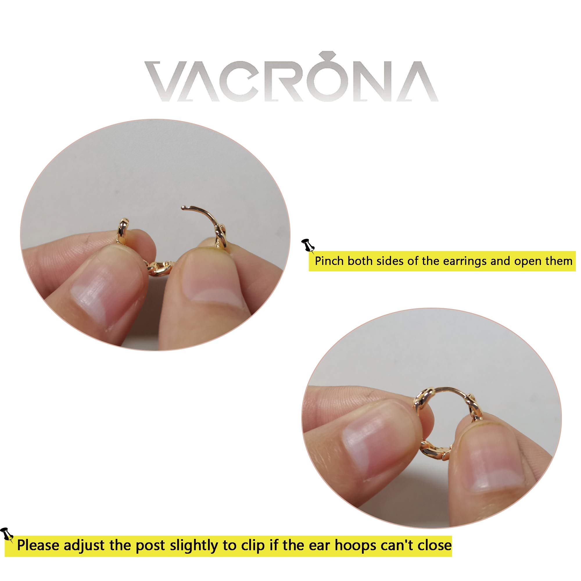 VACRONA 14k Gold Plated Cubic Zirconia Huggie Hoop Earrings - Tiny Lightweight Small Hoops for Women, Perfect for Everyday Wear, Date Night & Gift Giving
