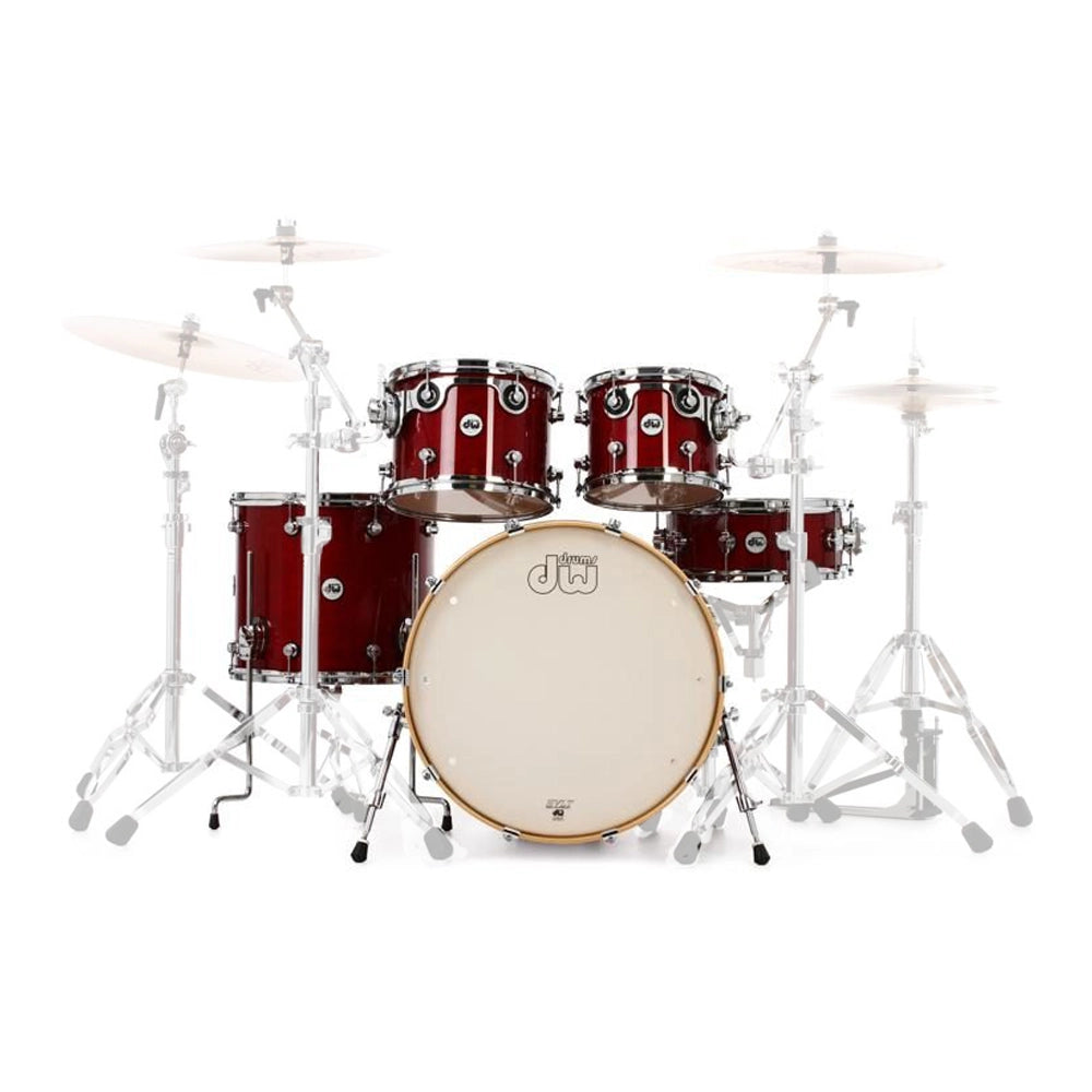 DW Design Series 5-Piece Shell Pack - Cherry Stain Finish | Professional Drum Kit for Live Performances & Studio Recording