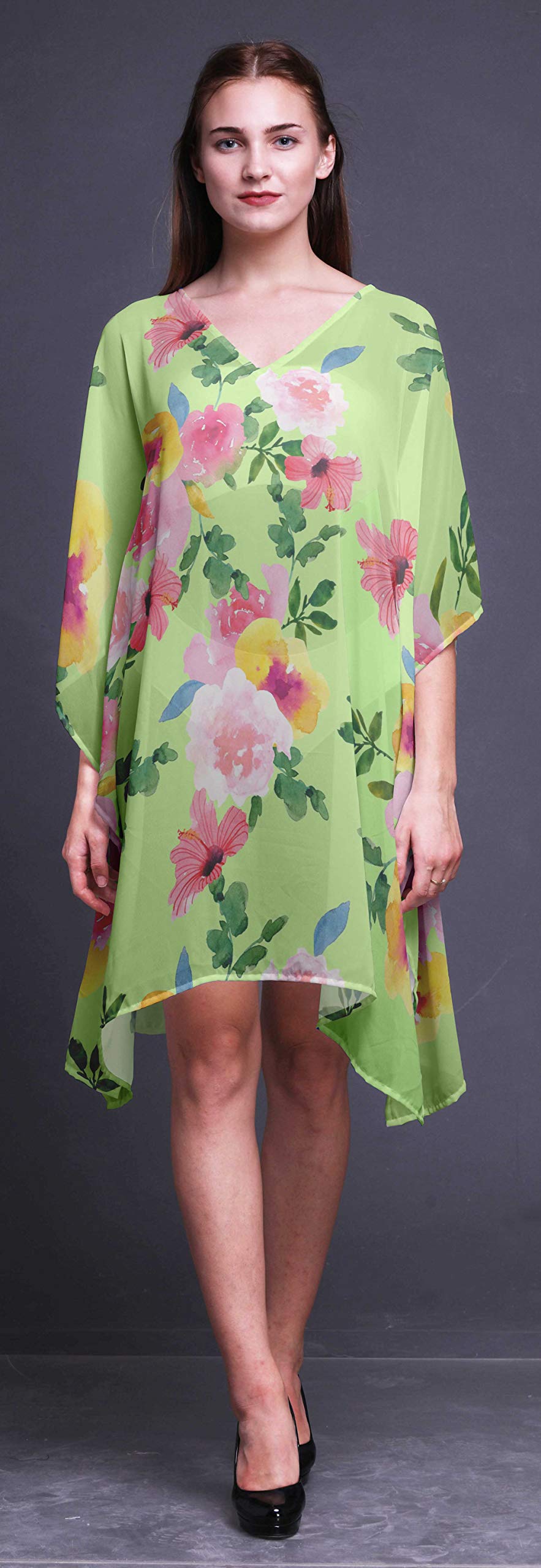Bimba Short Caftan Midi Dress - Women's Beach Cover Up Swimwear Kaftan for Pool, Vacation & Summer Outfits