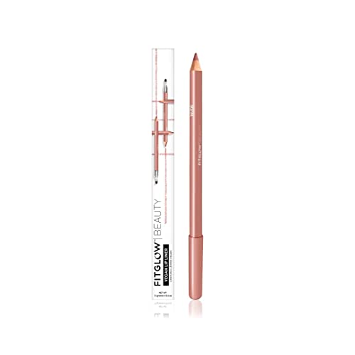 Fitglow Beauty Vegan Lip Liner Pencil with Blending Brush - Natural, Cruelty-Free & Woman-Owned Clean Beauty (Nude) | Perfect for Everyday Wear, Date Night & Professional Makeup Looks