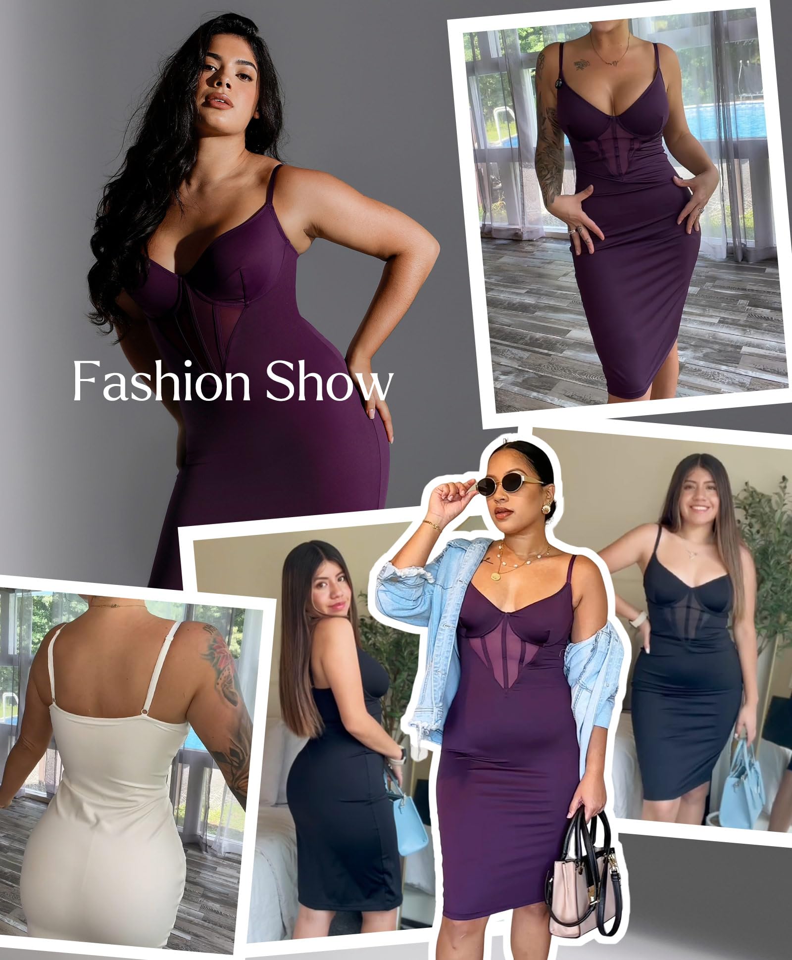 Popilush Women's Shapewear Corset Dress - Mesh Bodycon Slip Dress for Party & Club Outfits | Midi Dresses for Evening, Date Night & Special Occasions