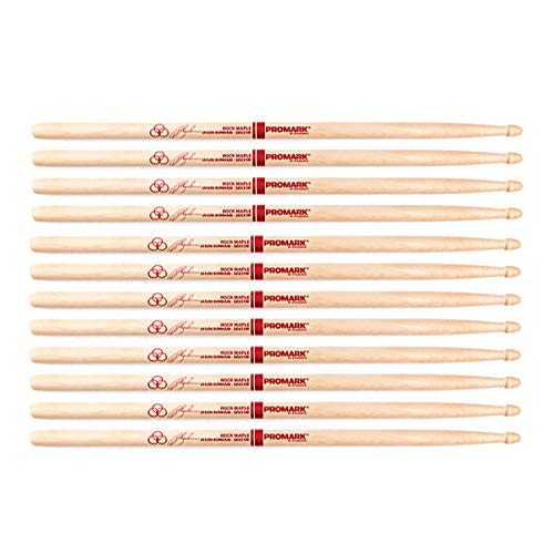 6-Pack Promark SD531W American Maple Jason Bonham Autograph Series Wood Tip Drumsticks - Perfect for Drummers, Live Performances & Studio Recording