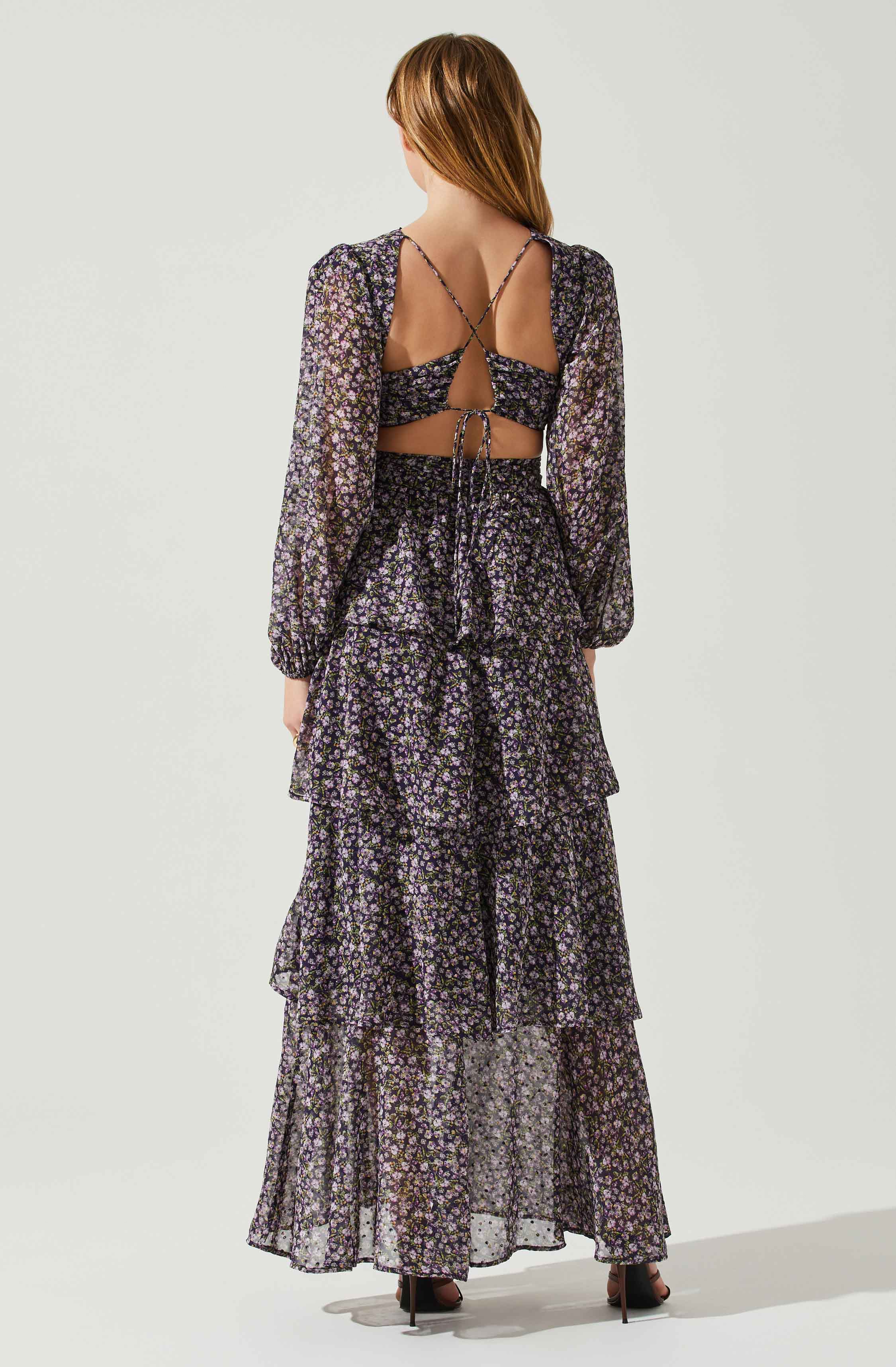 Anora Floral Tiered Maxi Dress for Women - Summer Boho Long Dress with Pockets - Perfect for Beach Vacations, Weddings & Date Nights