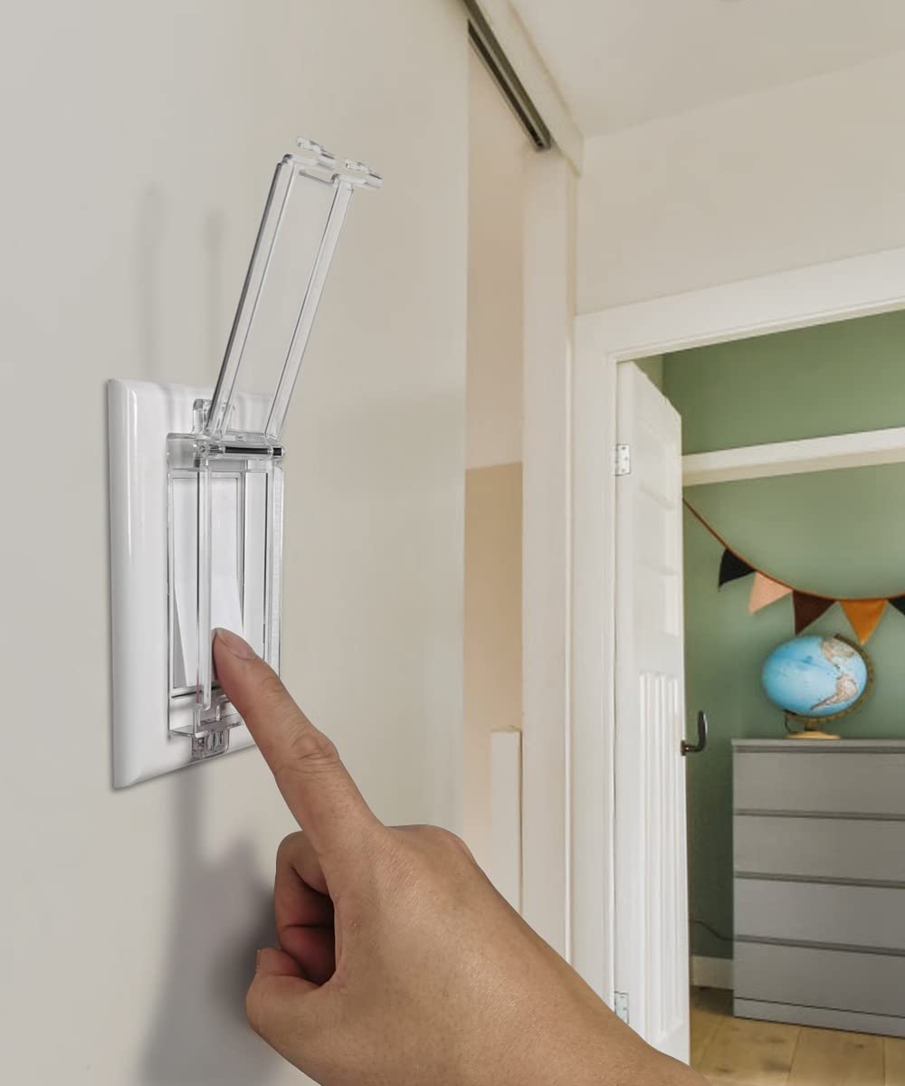 Child Proof Light Switch Guard - ILIVABLE Clear Rocker Switch Plate Cover (2 Pack) - Prevents Accidental On/Off by Kids & Pets - Ideal for Homes, Nurseries & Daycares