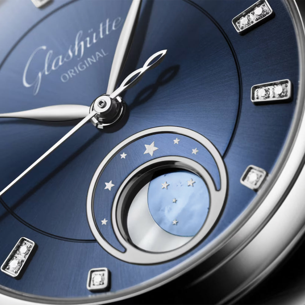 Serenade Luna Automatic 32.5mm Blue Dial Men's Watch with Stainless Steel Bracelet - Perfect for Business, Formal Occasions & Everyday Wear