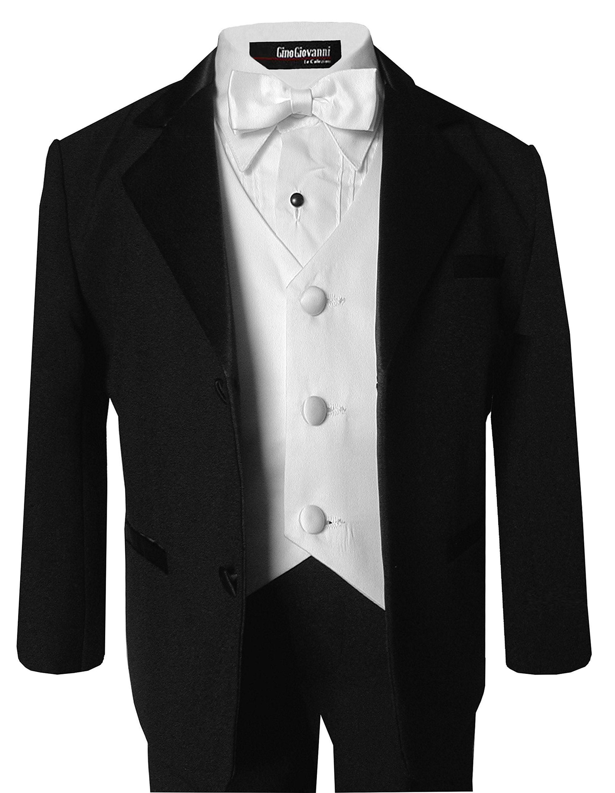 Gino Giovanni Usher Tuxedo Boy Black and White - Formal Suit for Baby to Teen - Perfect for Weddings, Parties & Special Occasions