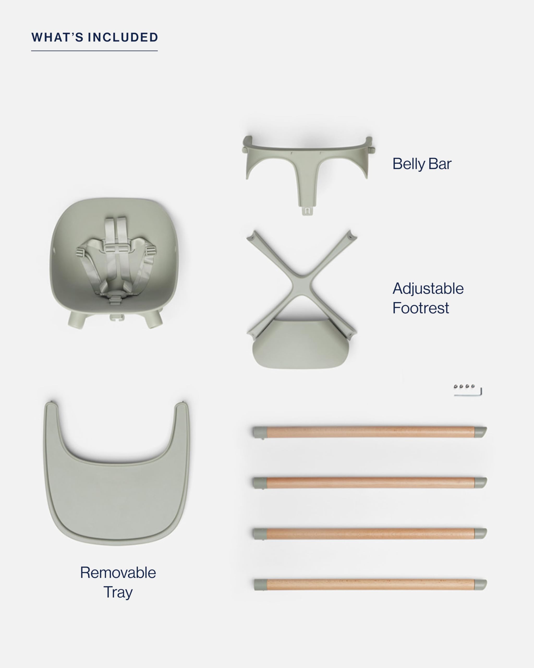 Lalo The Chair Convertible 3-in-1 High Chair for Babies & Toddlers | Adjustable Wooden Baby High Chair with Dishwasher-Safe Tray & Footrest | Sage Green | Perfect for Dining, Feeding, and Playtime