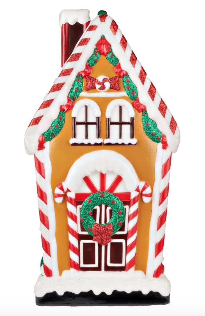 Holiday Time 36-Inch Gingerbread Blow Mold House with Outdoor Plug-in Light Sensor Timer - Perfect for Christmas Yard Decorations, Holiday Parties & Festive Home Displays