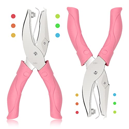 2-Pack Metal Single Hole Punch, 1/4 Inch Circle Handheld Hole Puncher with Soft Grip Handle for DIY Crafts, Clothing Tags, Tickets, Scrapbooking - Perfect for Office, School & Home Organization Projects