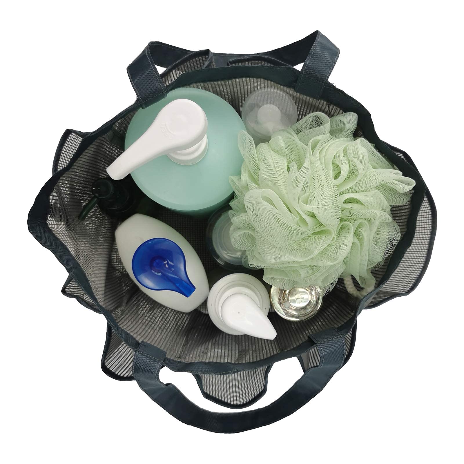 KAIAIWLUO Mesh Shower Caddy Organizer - Portable Quick-Dry Shower Tote Bag with 8 Pockets & Carry Handle for Gym, Travel, Swimming, Camping - Perfect for Bathroom Storage & Toiletries Organization (Black)