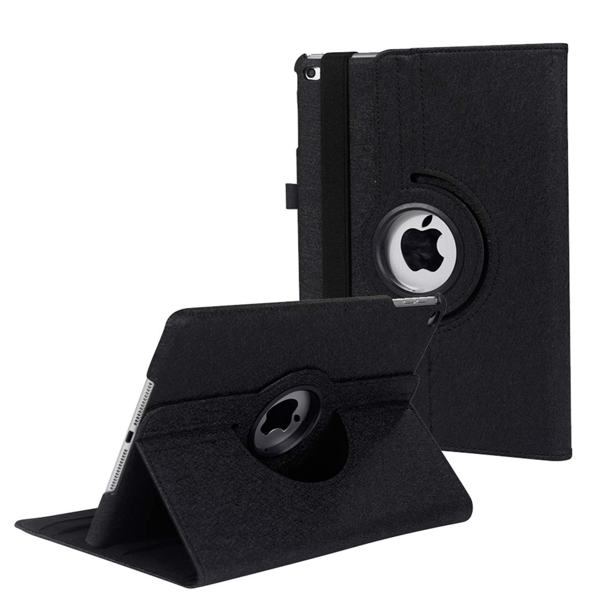 360° Rotating Stand Protective Case for iPad 9.7 inch (5th/6th Gen 2017/2018) & iPad Air 2 - Auto Sleep/Wake Smart Cover - Perfect for Work, Study & Travel (Black)