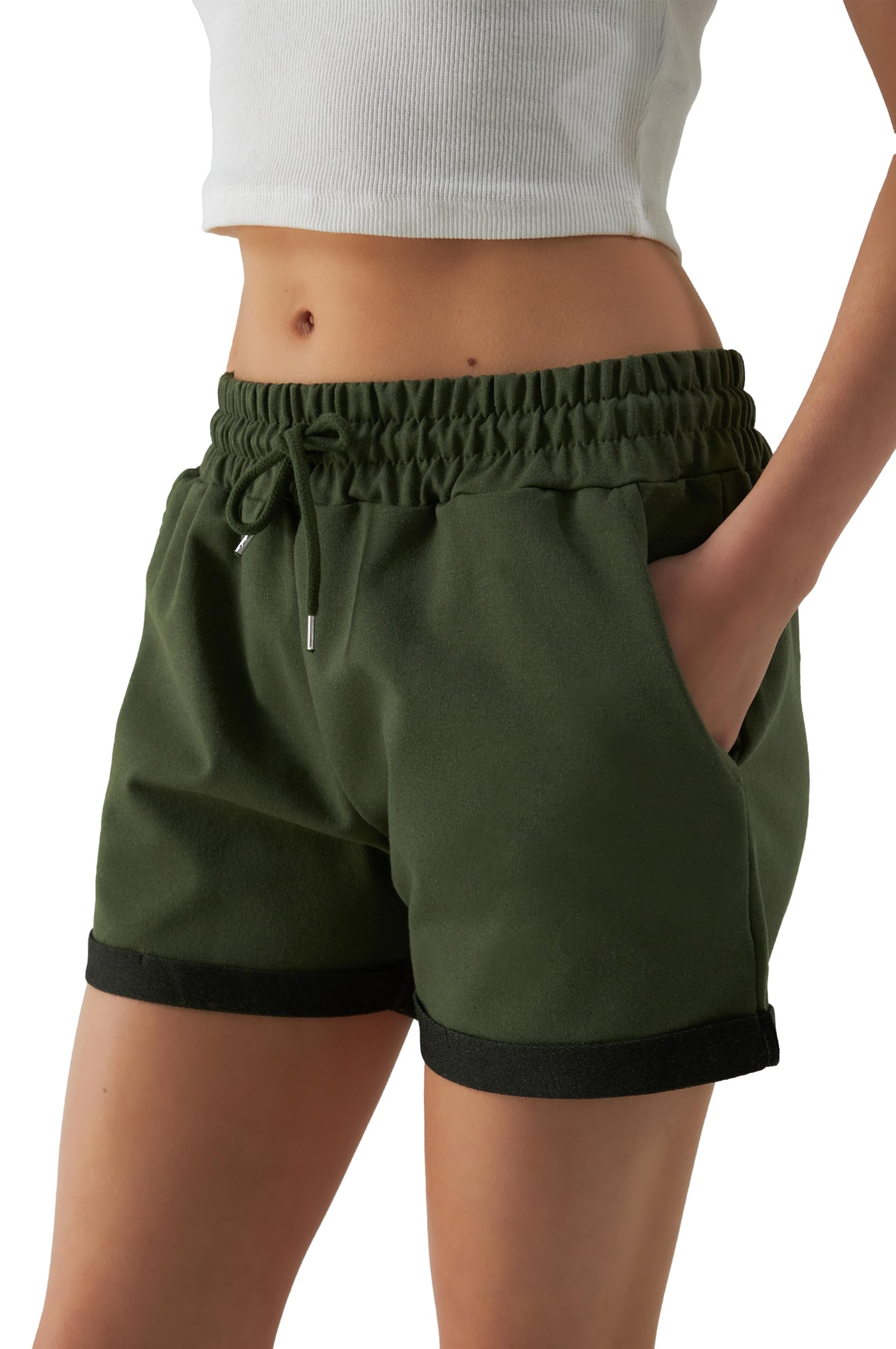 Smith & Solo Women's Cotton Athletic Shorts - High Waist Gym Shorts for Running, Yoga, Fitness - Breathable Summer Workout Shorts for Jogging, Sports & Active Lifestyle