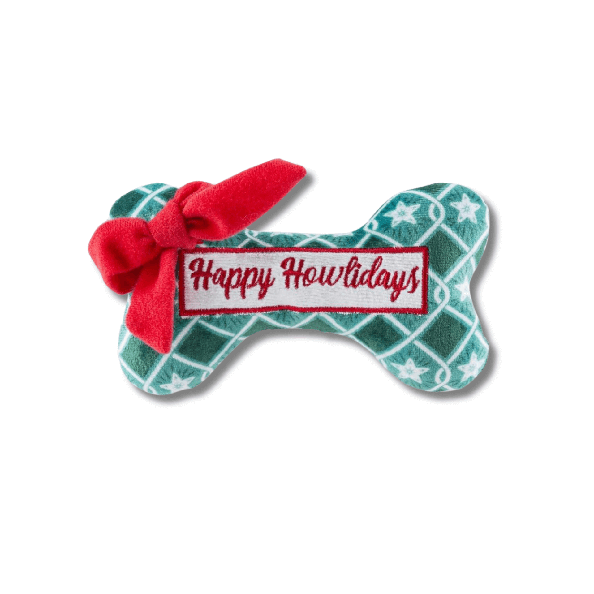 Happy Howlidays Puppermint Green Stars Christmas Dog Bone Toy - Durable Chew Toy for Small & Large Dogs - Perfect for Holiday Gifting & Playtime