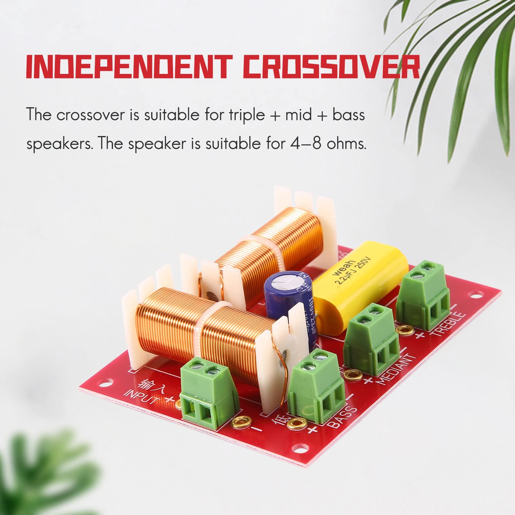 2Pcs 200W 3-Way Audio Speaker Crossover - High/Mid/Low Frequency Divider for Home Theater & Car Audio Systems - Treble, Midrange & Bass Speaker Filter for Professional Sound Quality
