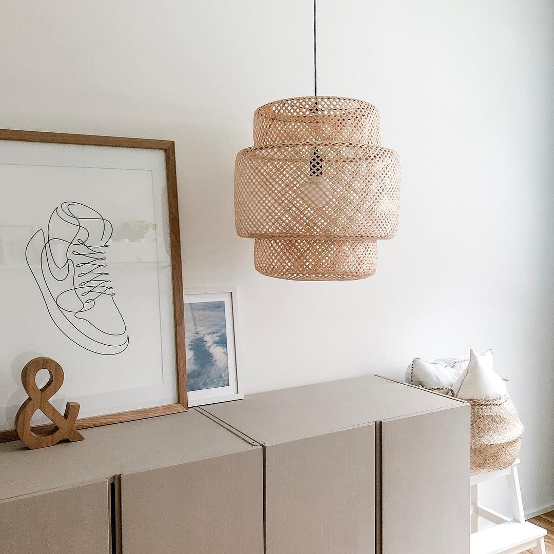 Modern Bamboo Pendant Light Fixture - Handwoven Natural Rattan Hanging Lamp for Kitchen Island, Dining Room & Bedroom Decor - Eco-Friendly Lighting Solution